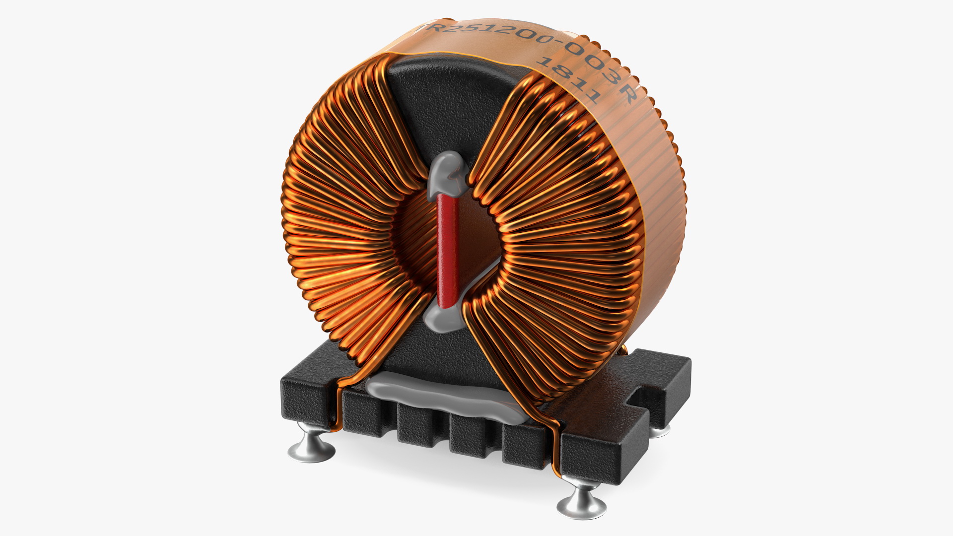 Common Mode Choke Filter Inductor Soldered 3D