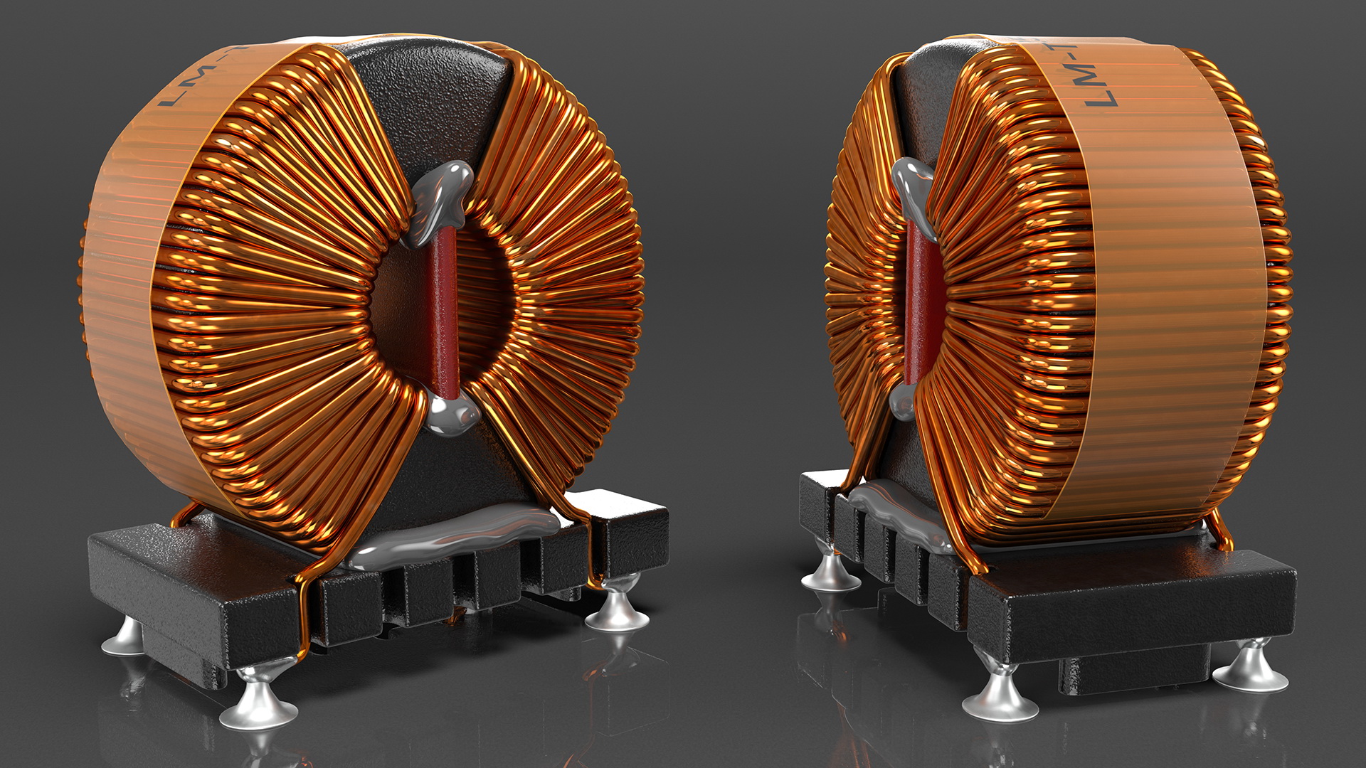 Common Mode Choke Filter Inductor Soldered 3D