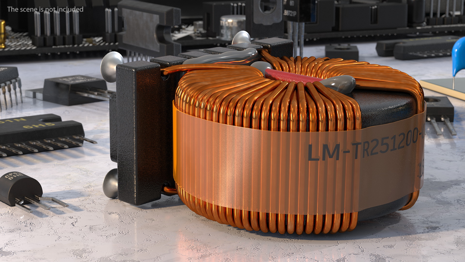 Common Mode Choke Filter Inductor Soldered 3D