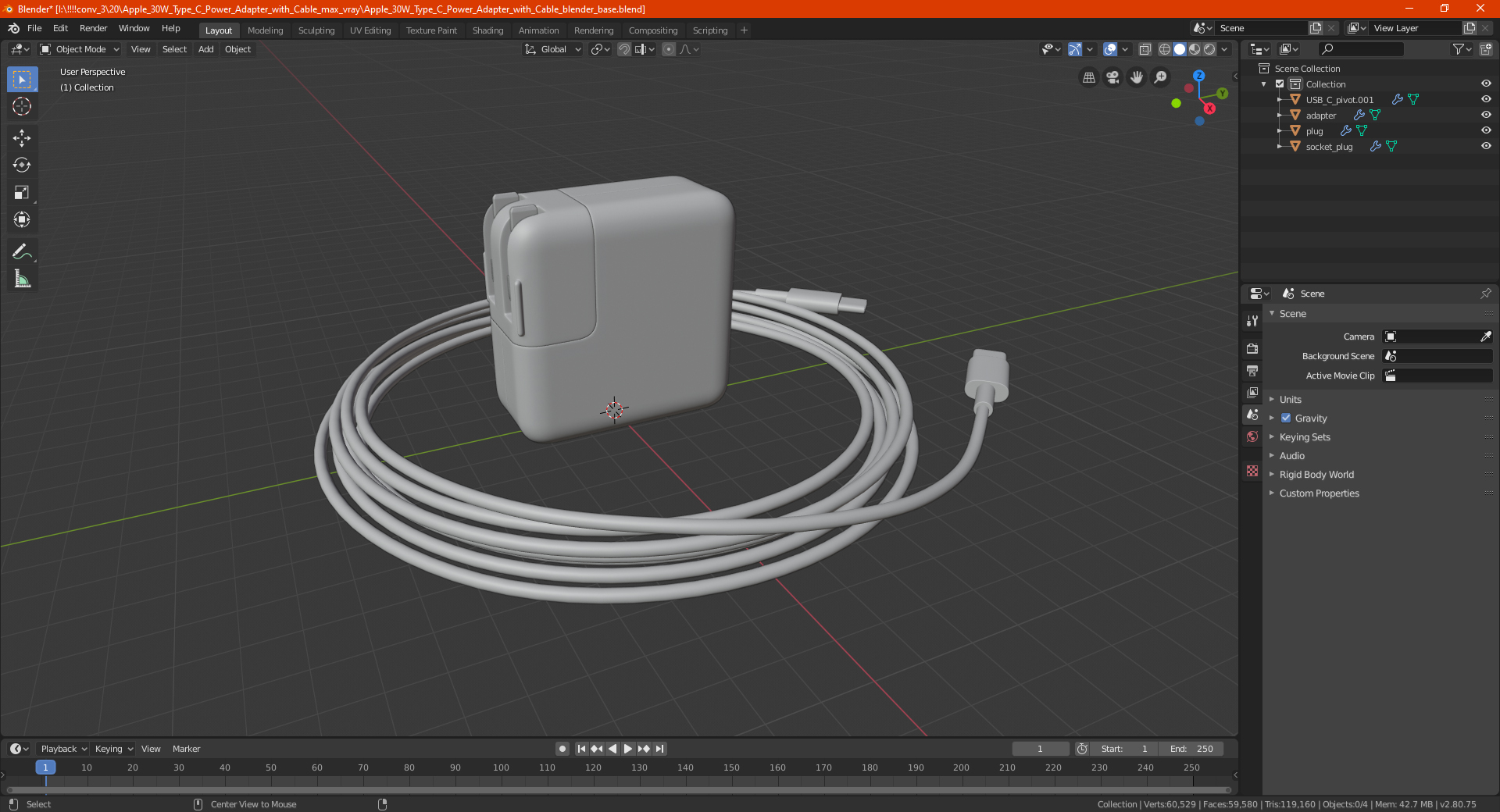 3D Apple 30W Type C Power Adapter with Cable