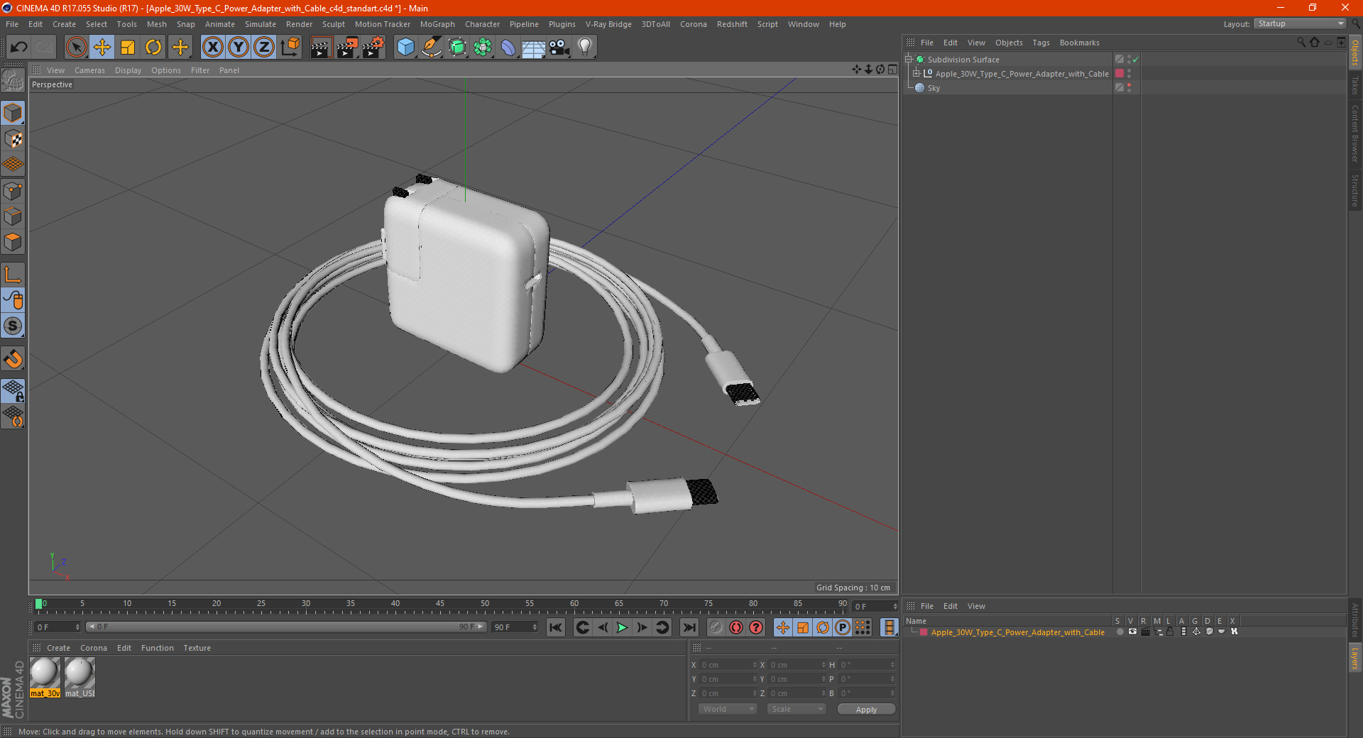 3D Apple 30W Type C Power Adapter with Cable