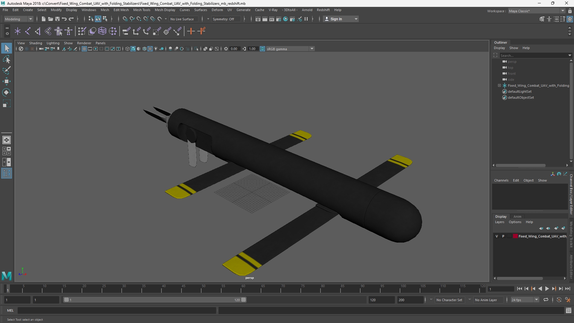 Fixed Wing Combat UAV with Folding Stabilizers - view 11