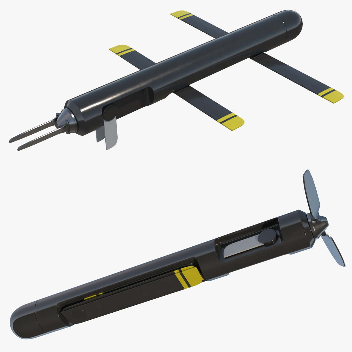 Fixed Wing Combat UAV with Folding Stabilizers 3D model preview