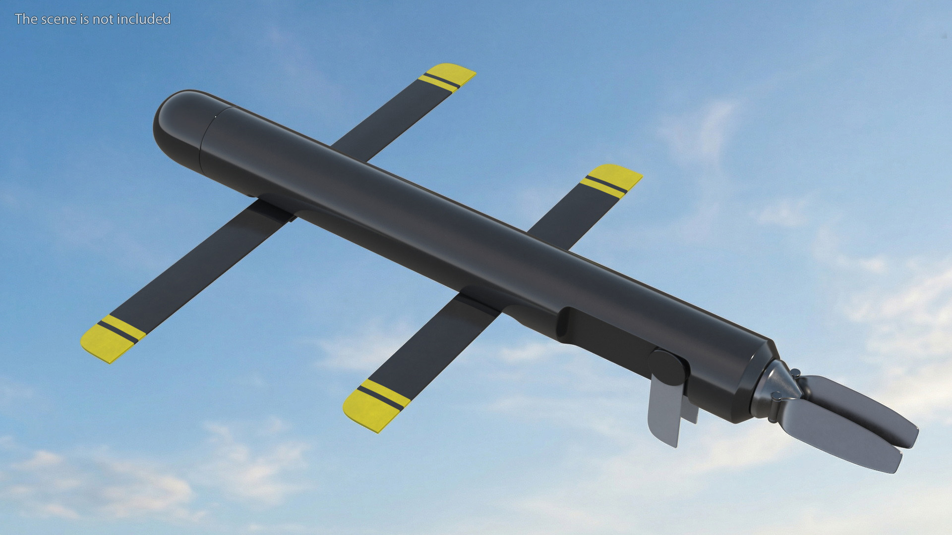 Fixed Wing Combat UAV with Folding Stabilizers - view 3