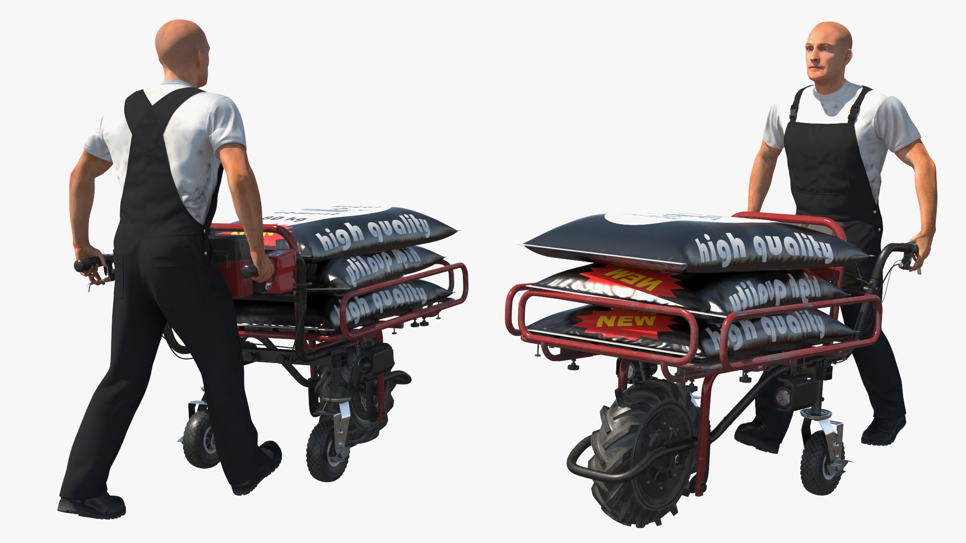 3D Construction Excavation Site with Portable Concrete Mixer Pump and Worker model