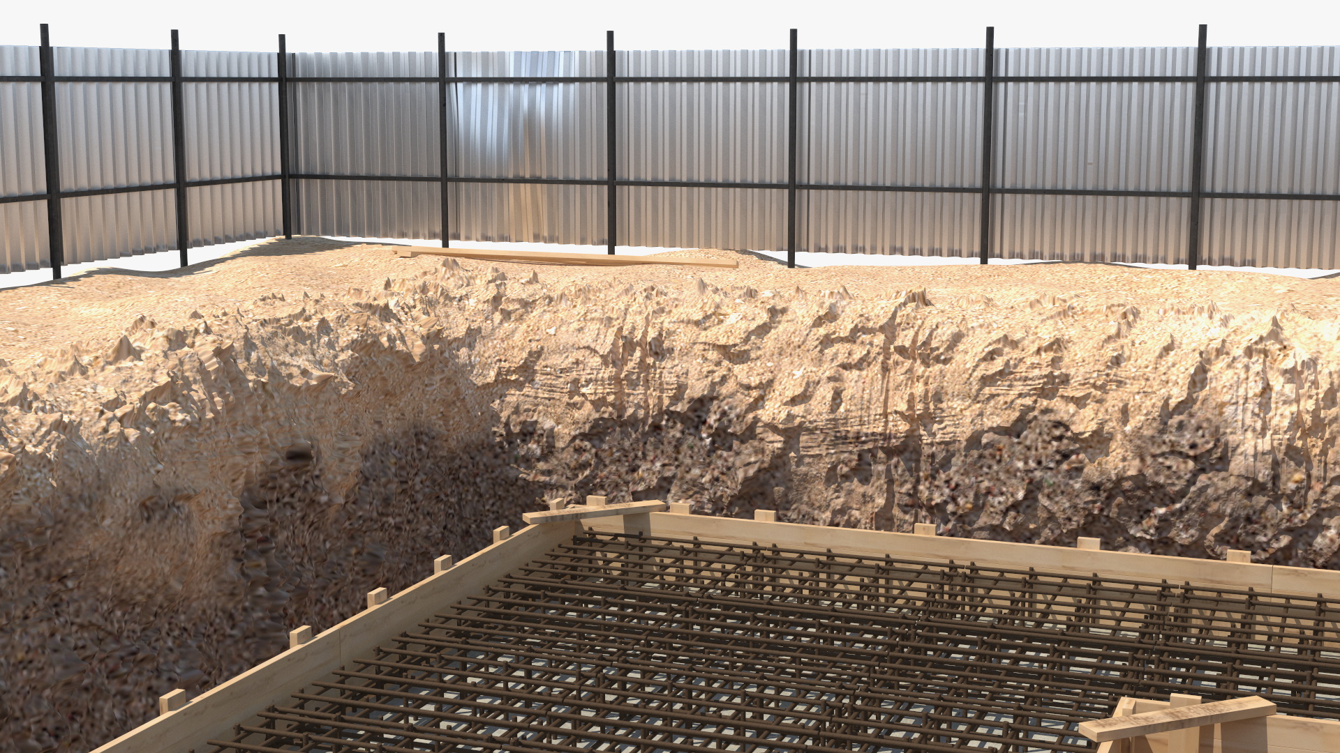 3D Construction Excavation Site with Portable Concrete Mixer Pump and Worker model