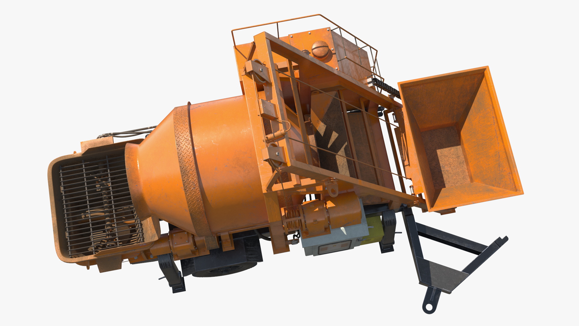 3D Construction Excavation Site with Portable Concrete Mixer Pump and Worker model