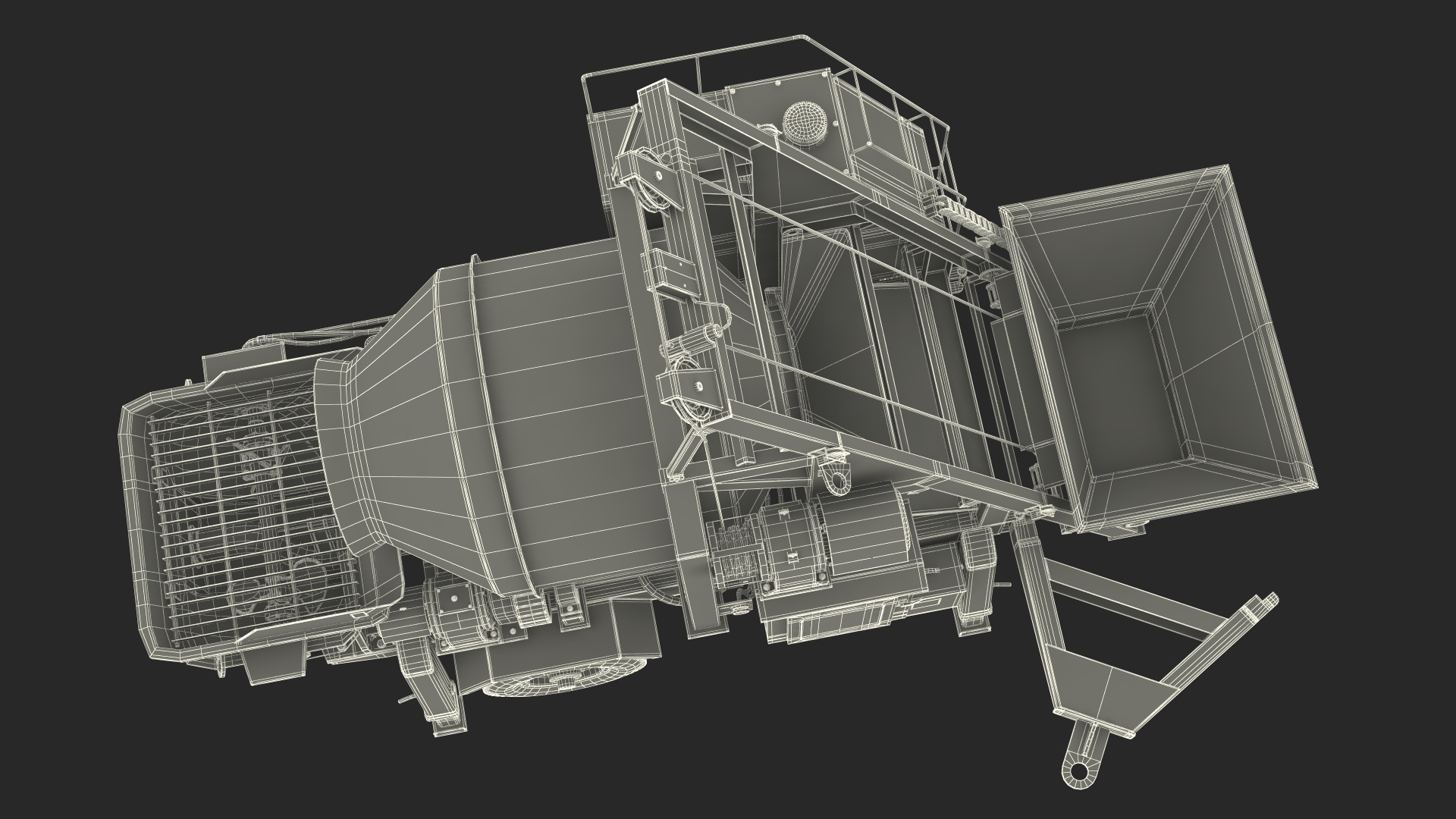 3D Construction Excavation Site with Portable Concrete Mixer Pump and Worker model