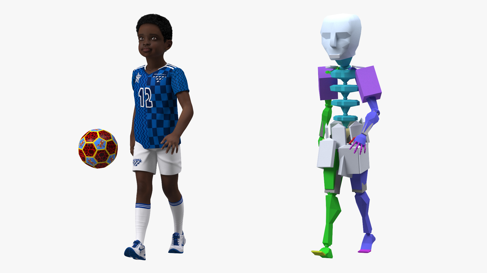 Black Child Boy With Ball Rigged 3D