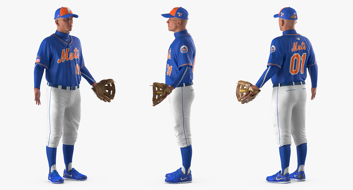 Baseball Player Rigged Mets 3D