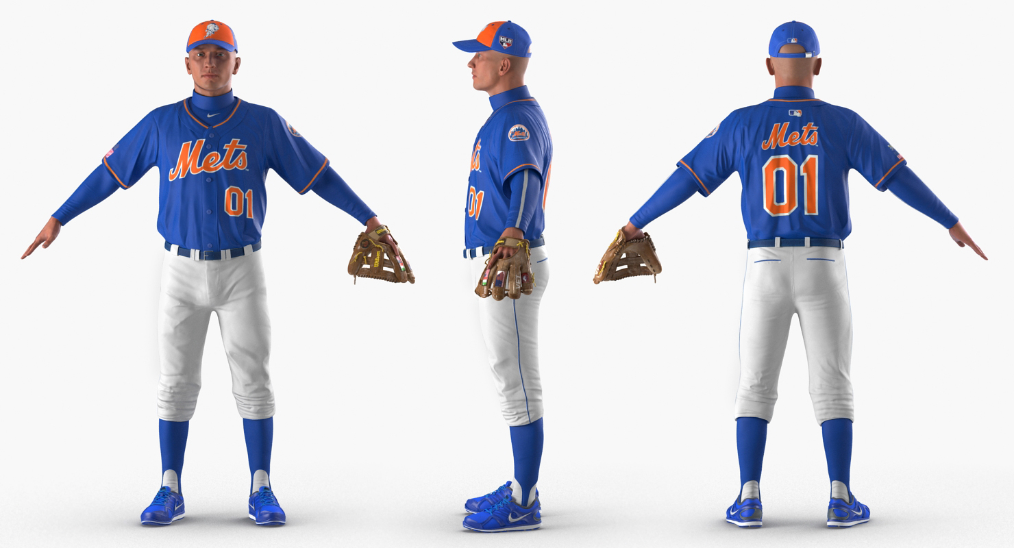 Baseball Player Rigged Mets 3D