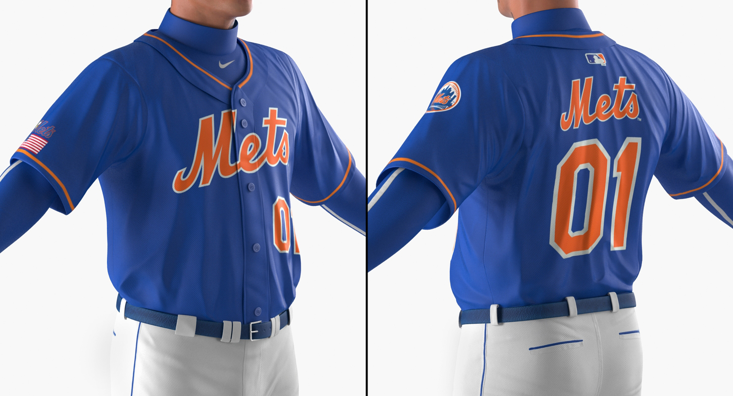 Baseball Player Rigged Mets 3D