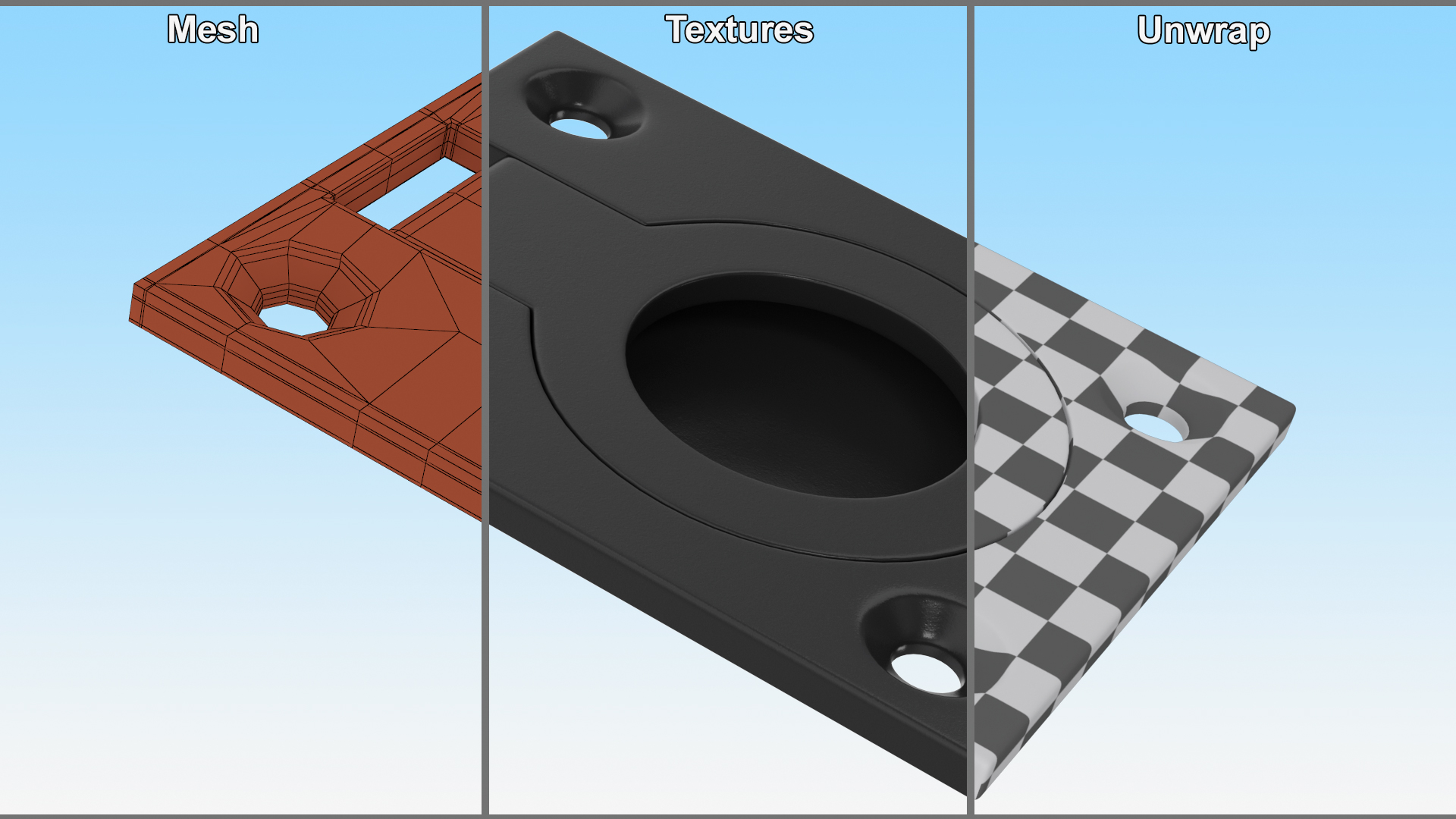 3D Kitchen Cabinet Handle Recessed Round Black model