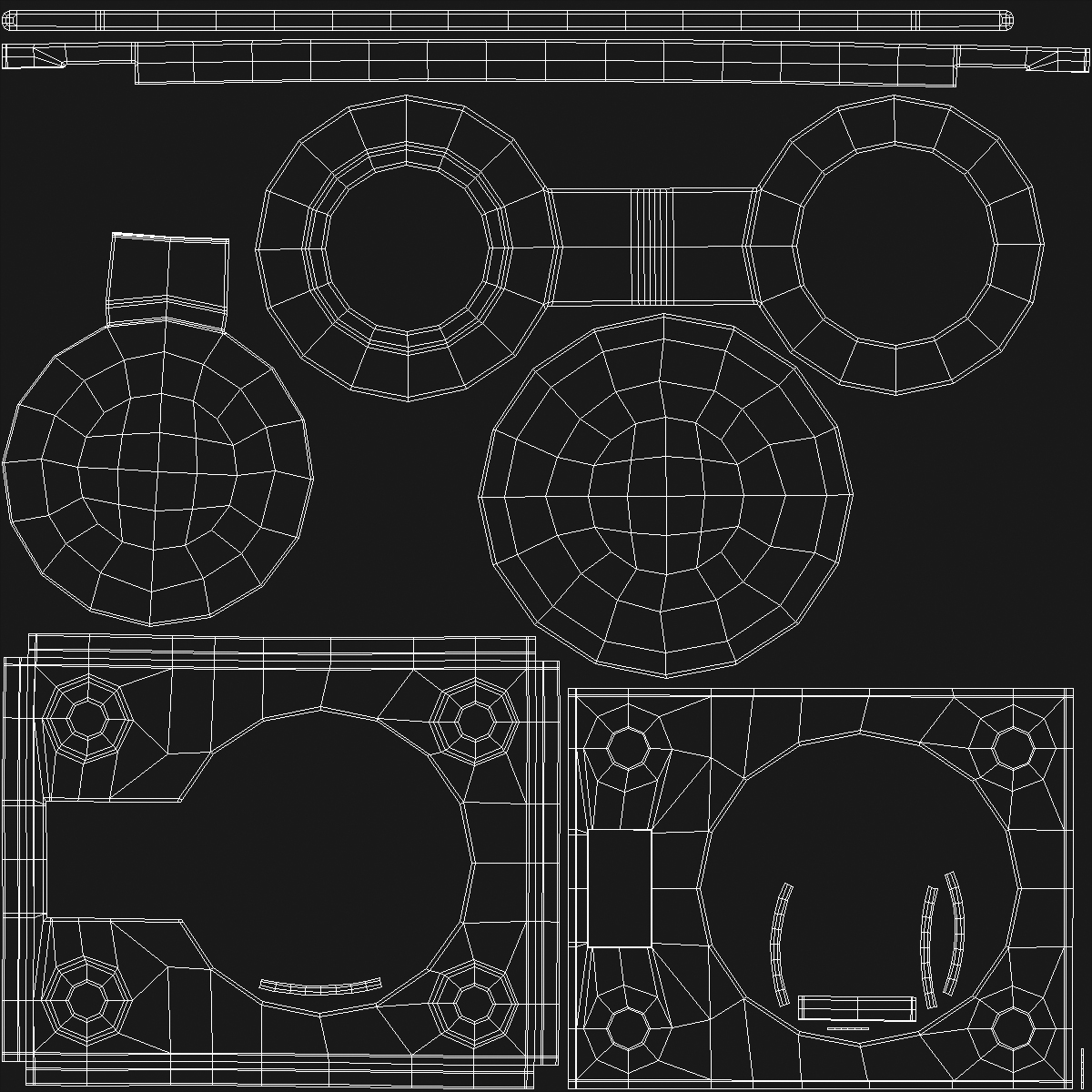 3D Kitchen Cabinet Handle Recessed Round Black model