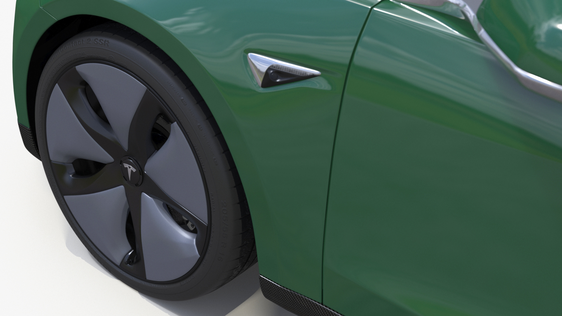 3D model Tesla Model 3 with Wheel and Roof Accessories