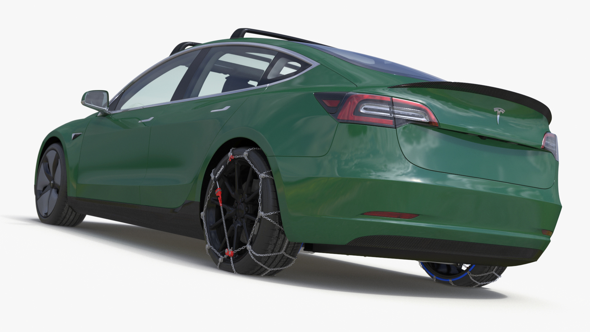 3D model Tesla Model 3 with Wheel and Roof Accessories