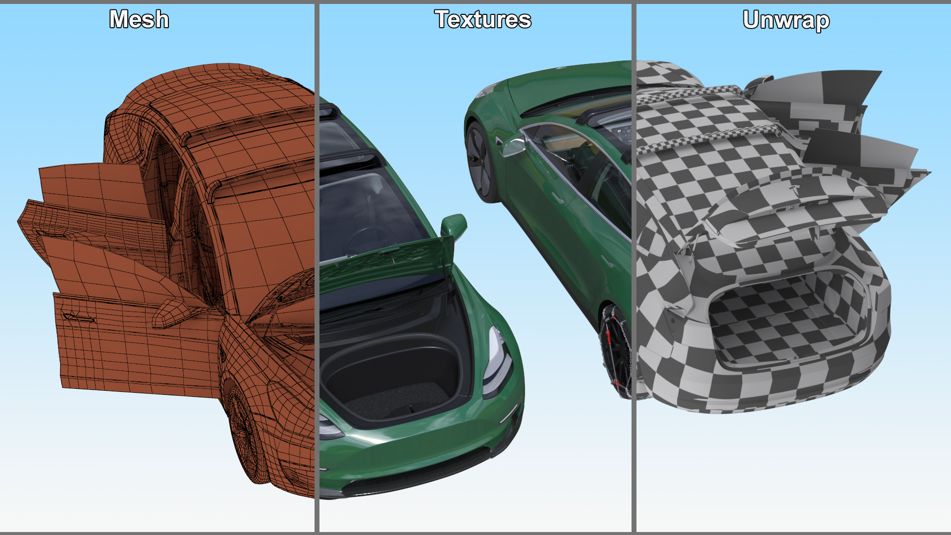 3D model Tesla Model 3 with Wheel and Roof Accessories