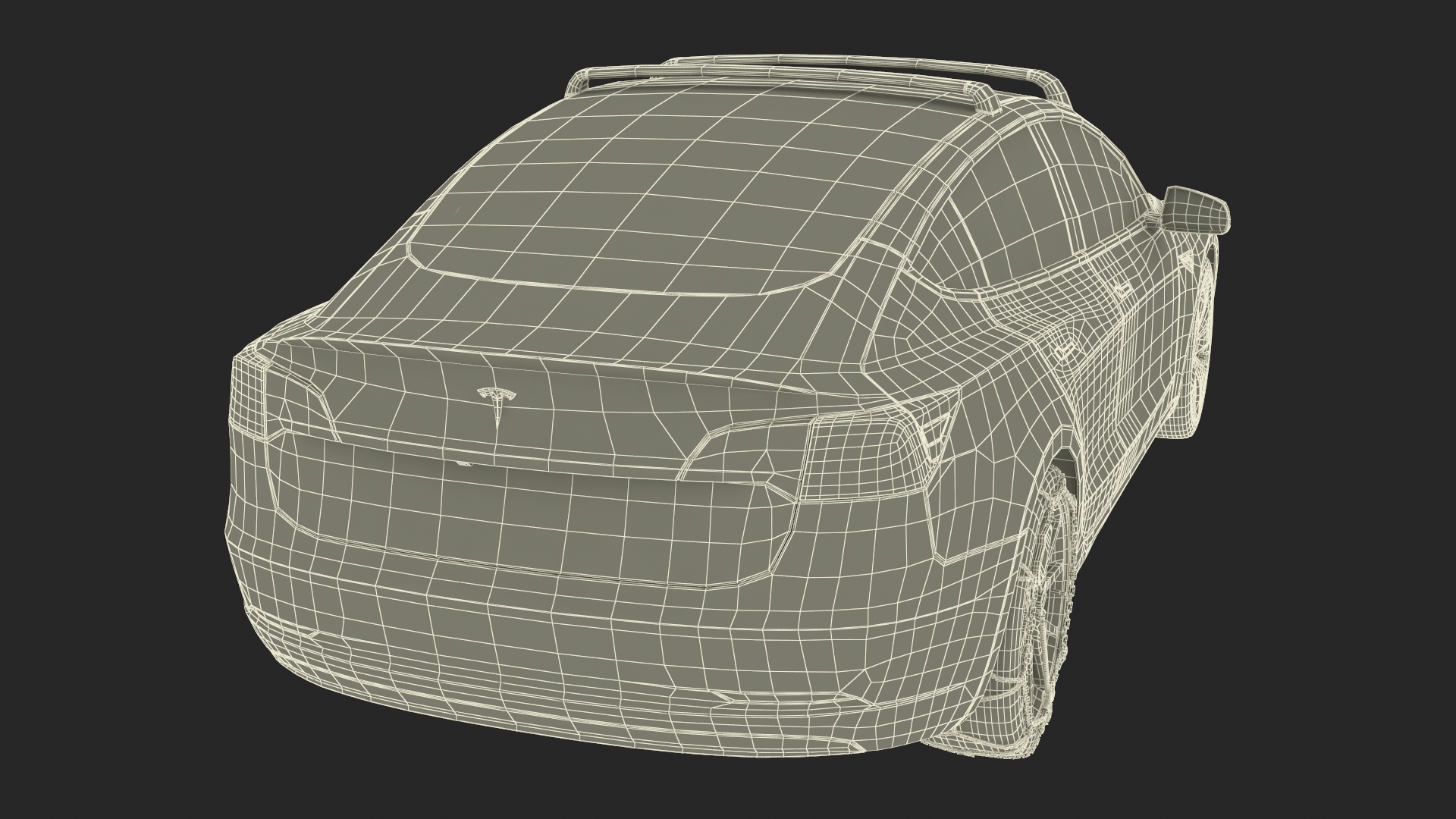 3D model Tesla Model 3 with Wheel and Roof Accessories