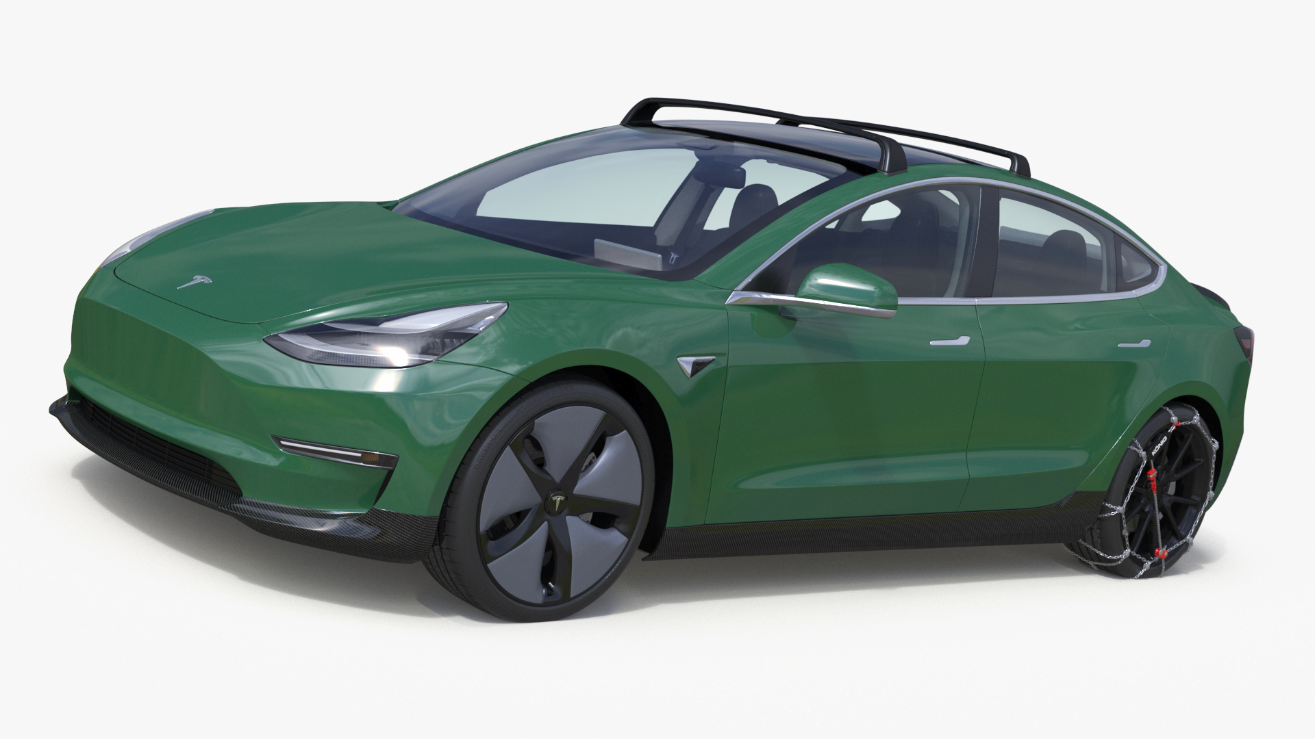 3D model Tesla Model 3 with Wheel and Roof Accessories