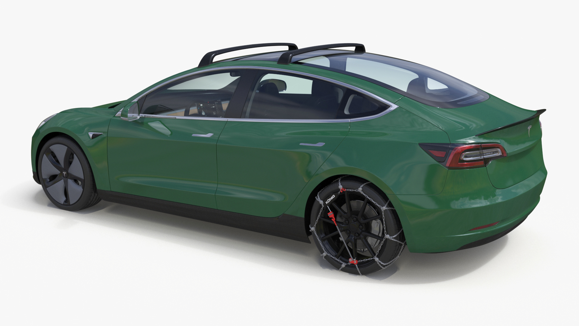3D model Tesla Model 3 with Wheel and Roof Accessories