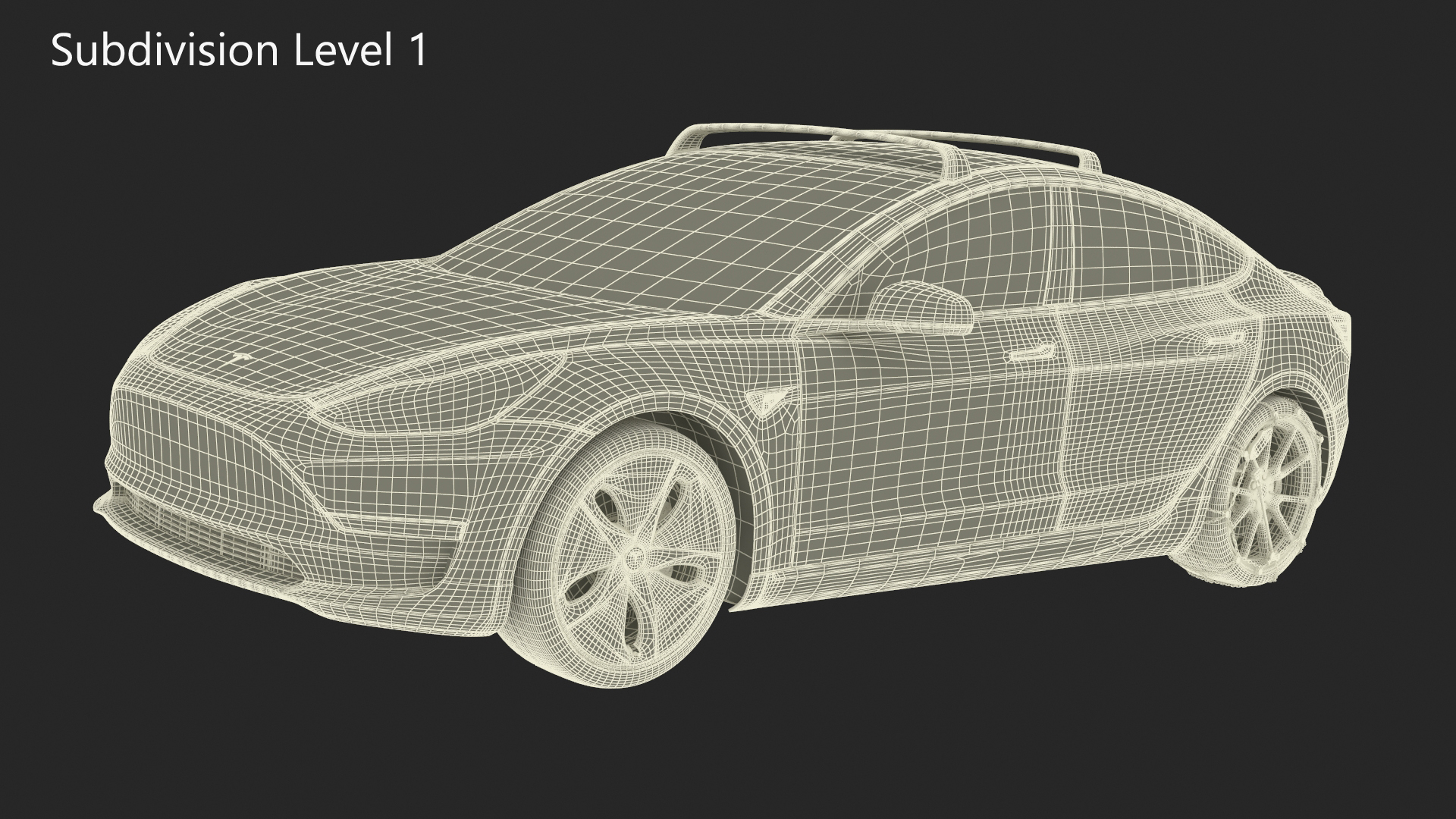 3D model Tesla Model 3 with Wheel and Roof Accessories