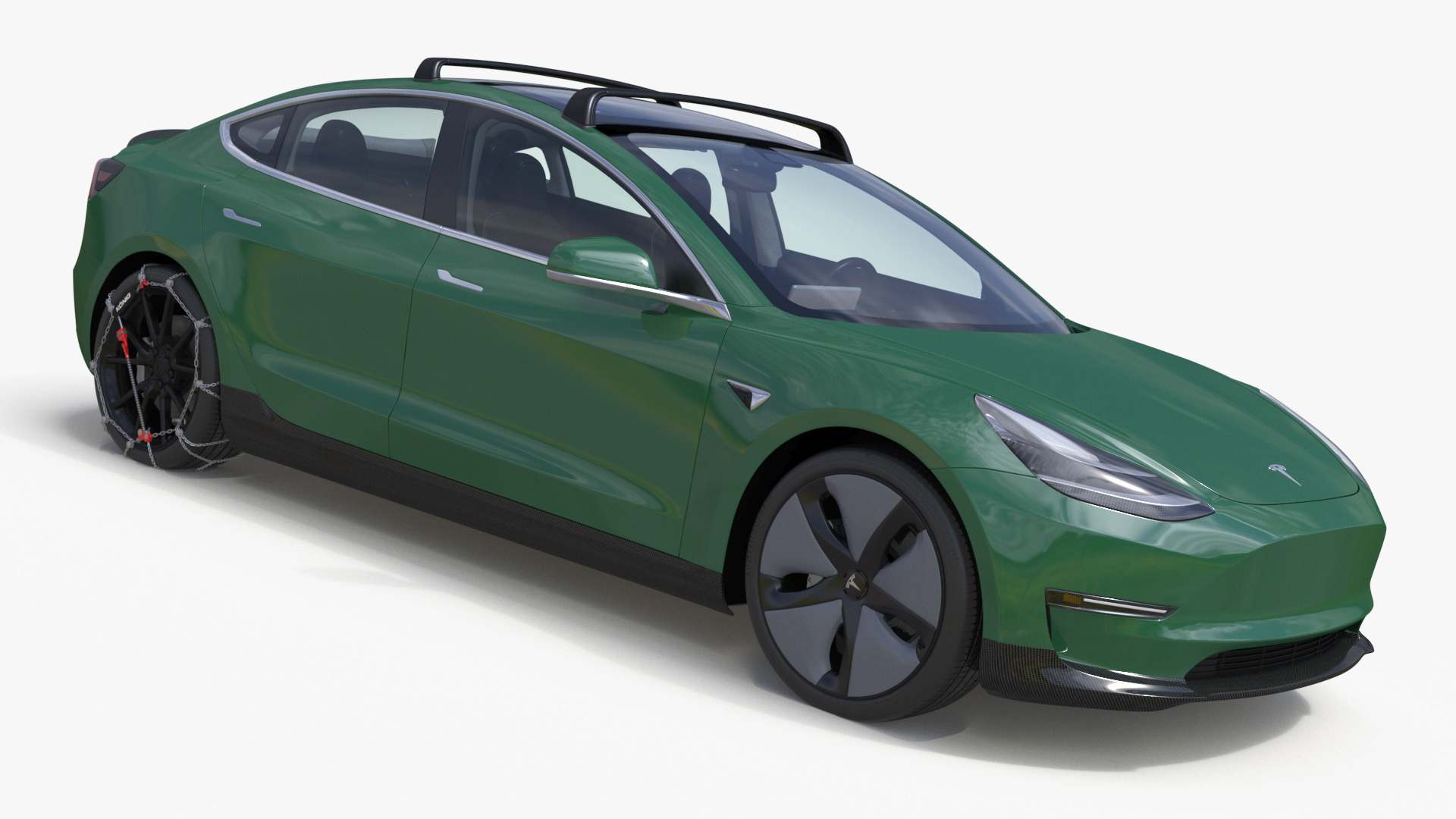 3D model Tesla Model 3 with Wheel and Roof Accessories
