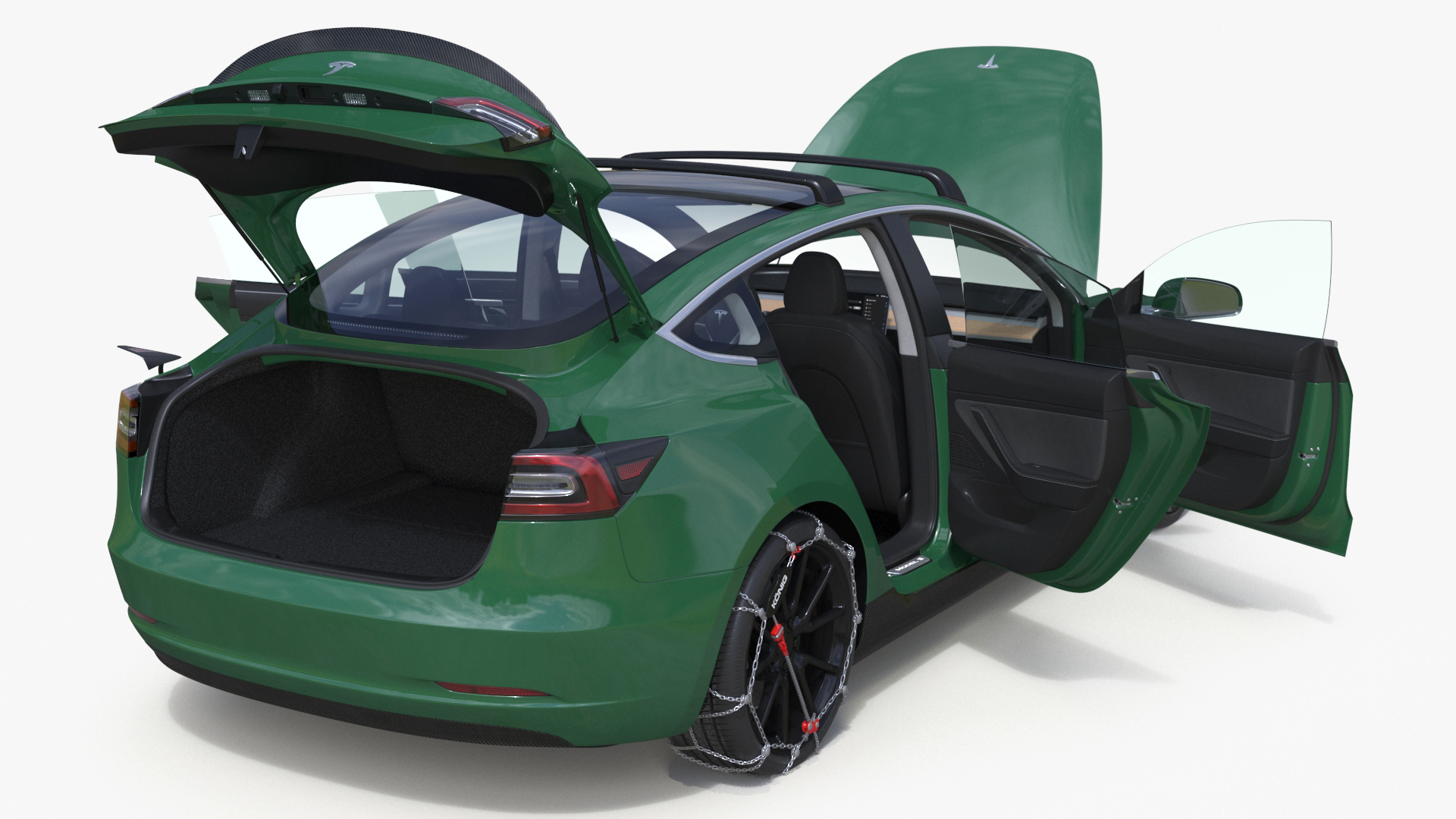 3D model Tesla Model 3 with Wheel and Roof Accessories
