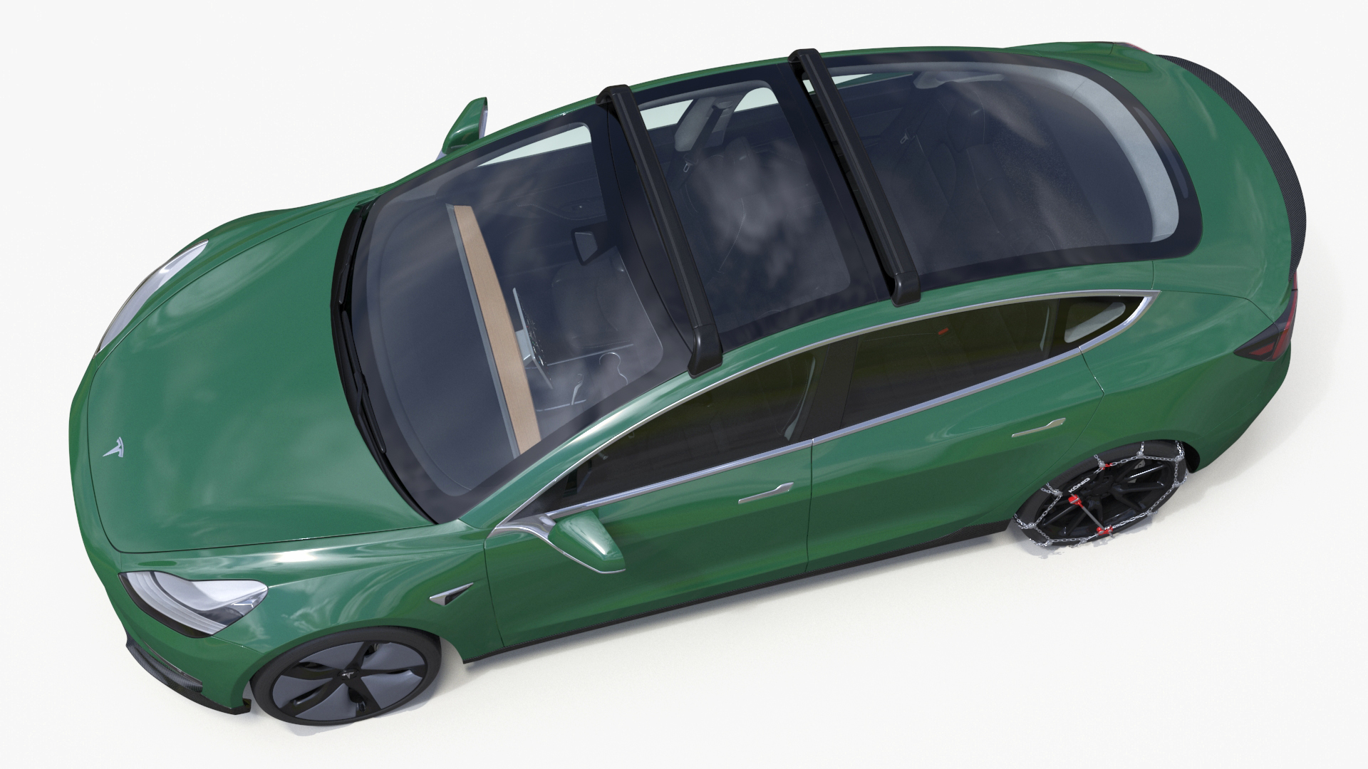 3D model Tesla Model 3 with Wheel and Roof Accessories
