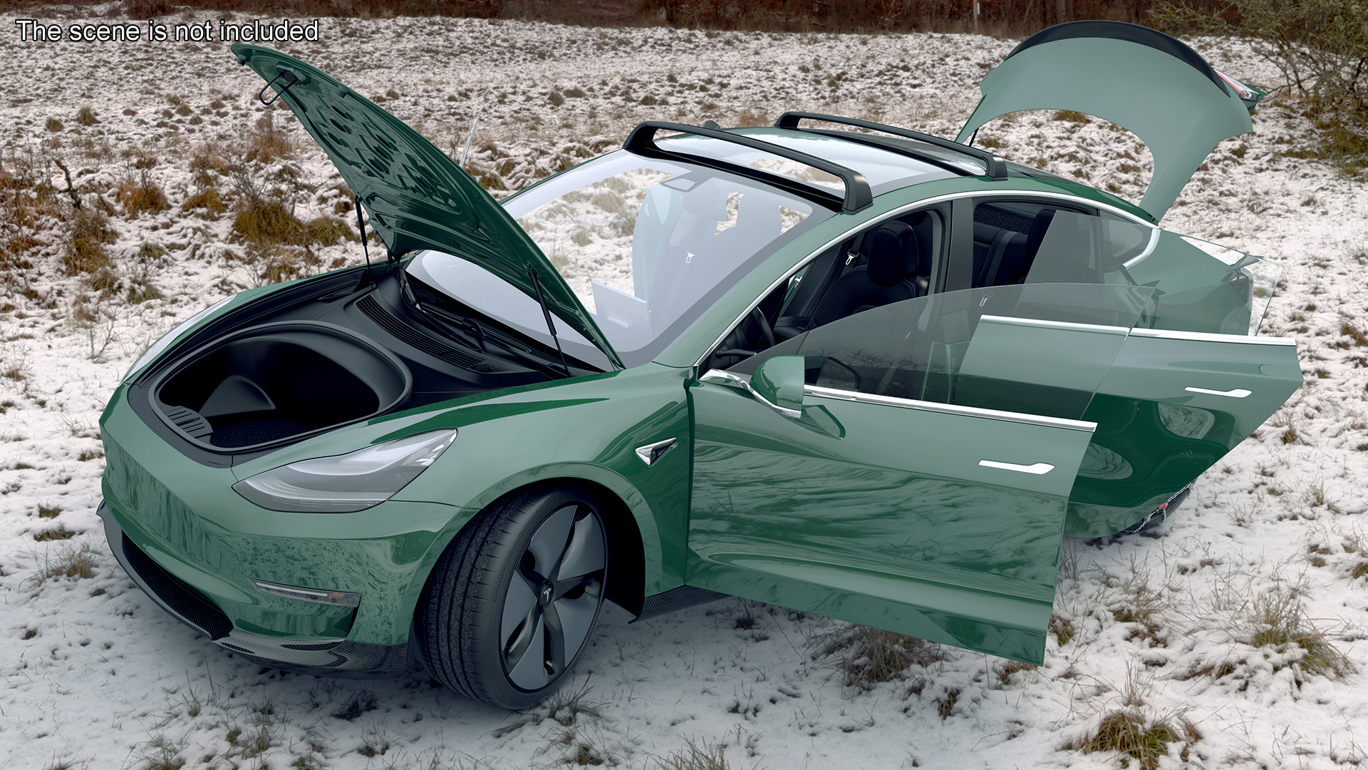 3D model Tesla Model 3 with Wheel and Roof Accessories