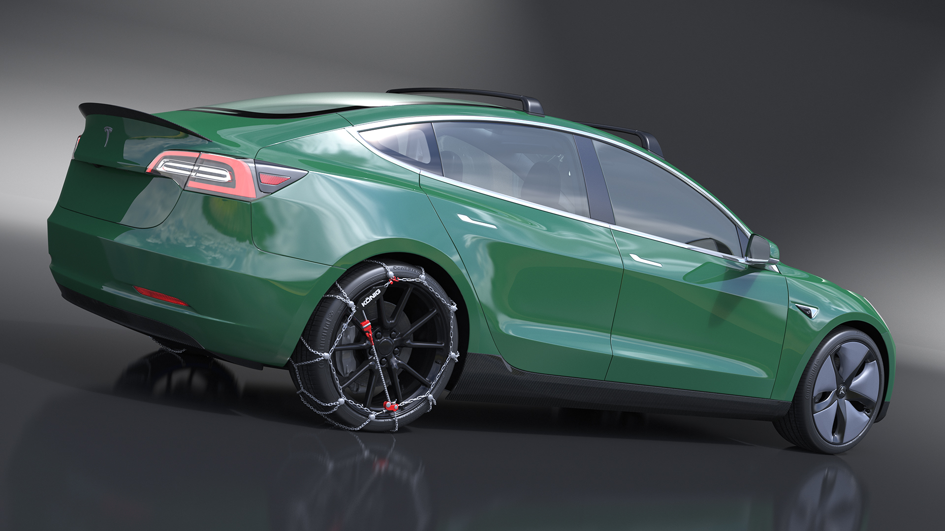 3D model Tesla Model 3 with Wheel and Roof Accessories