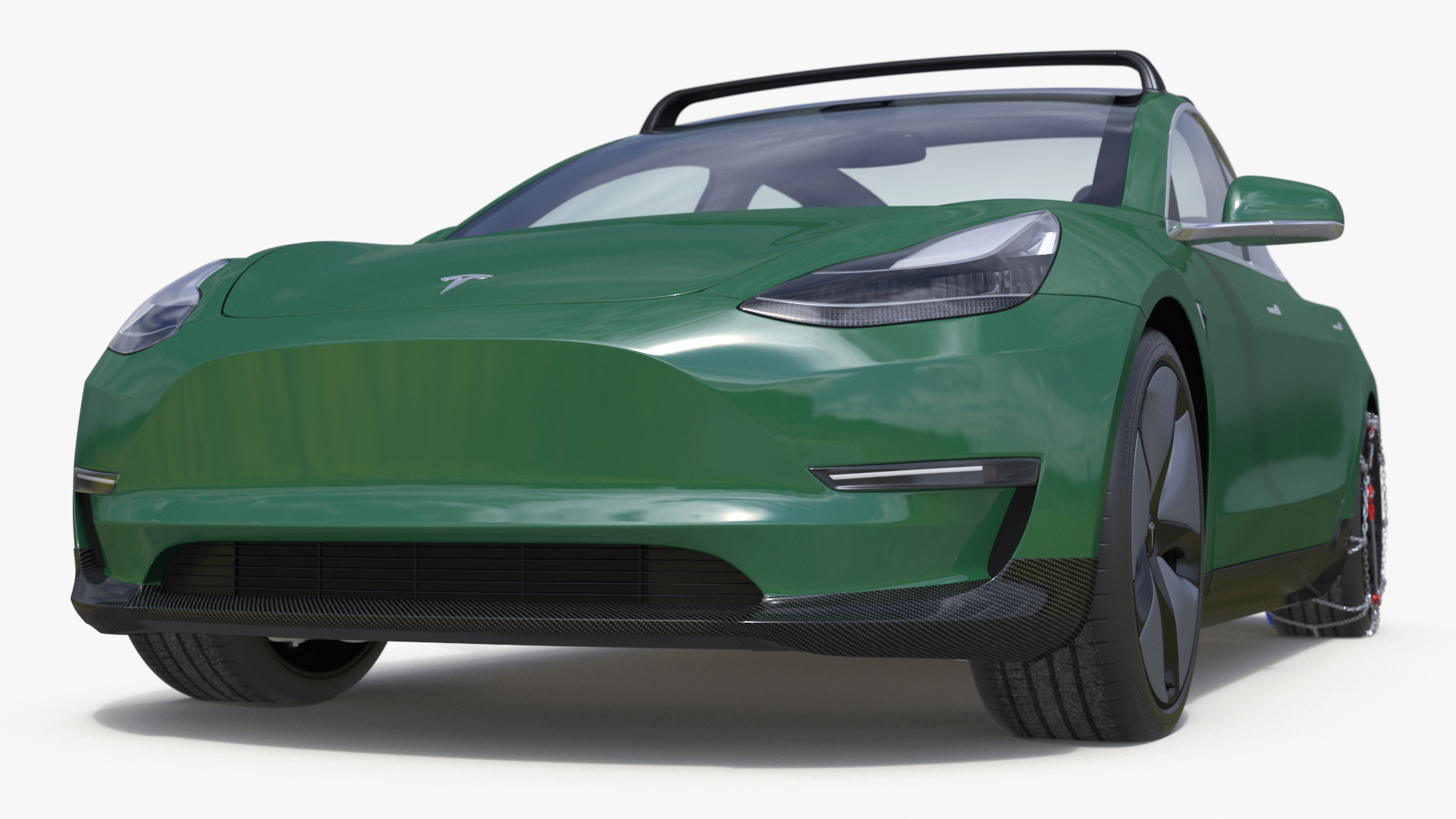 3D model Tesla Model 3 with Wheel and Roof Accessories