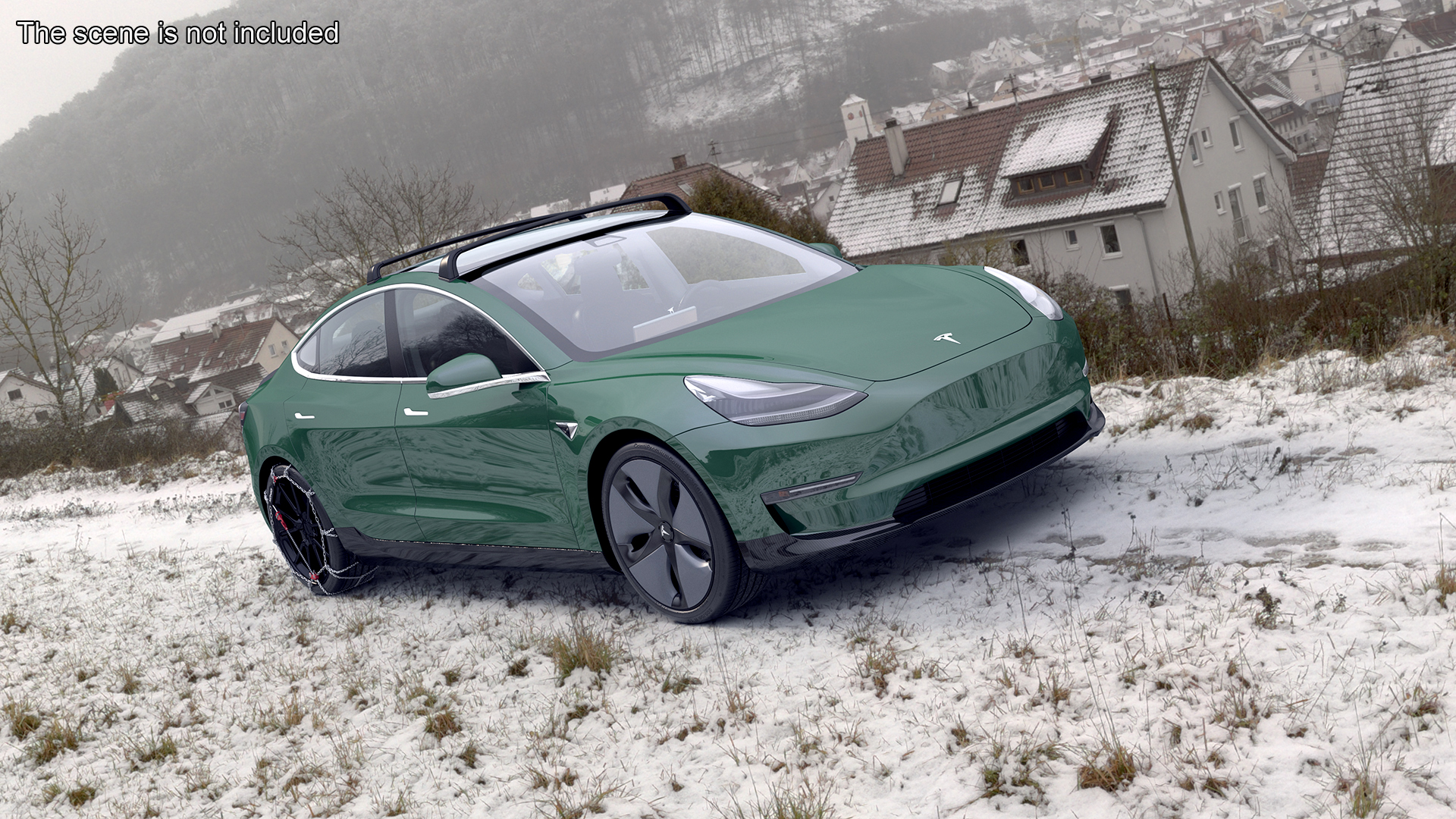 3D model Tesla Model 3 with Wheel and Roof Accessories