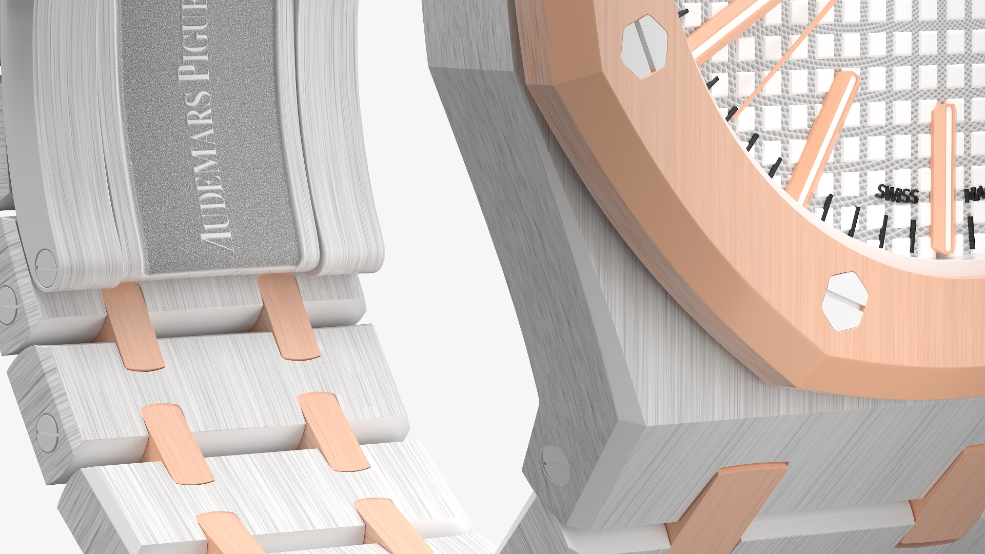 3D model Audemars Piguet Royal Oak Silver-Toned Two-Tone Grande Tapisserie
