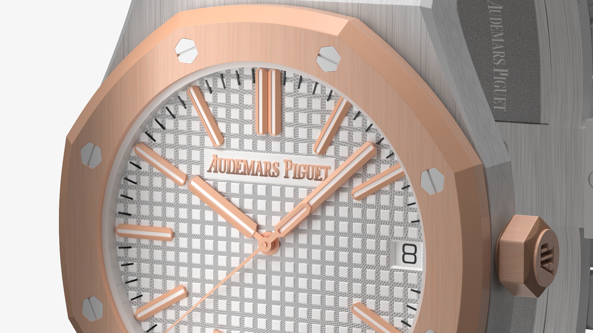 3D model Audemars Piguet Royal Oak Silver-Toned Two-Tone Grande Tapisserie