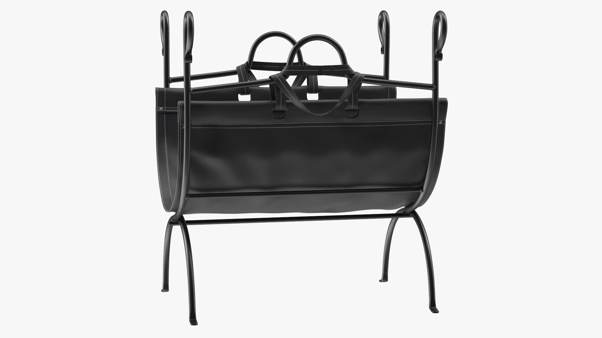 3D Folding Log Rack with Empty Leather Sling
