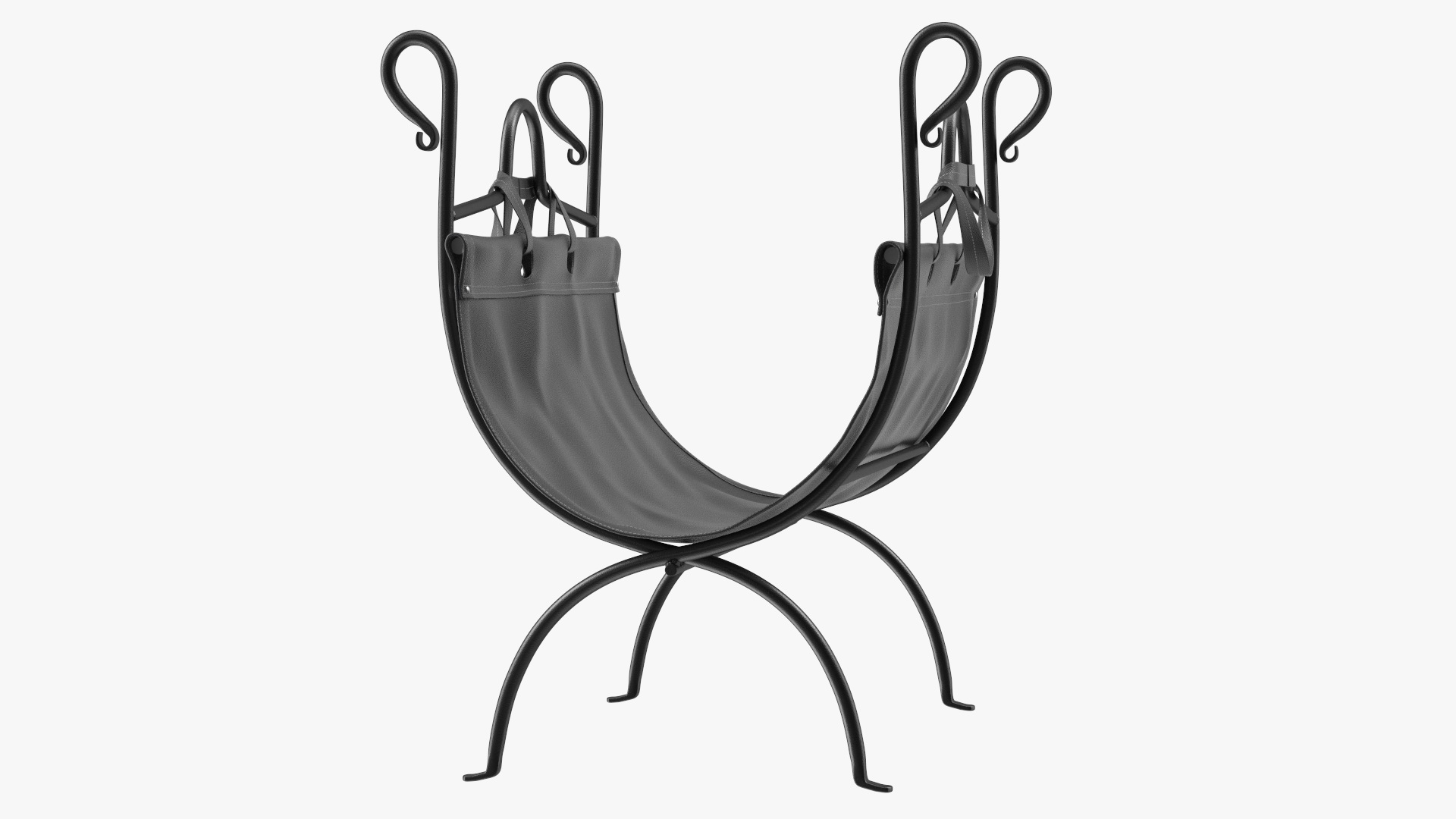 3D Folding Log Rack with Empty Leather Sling