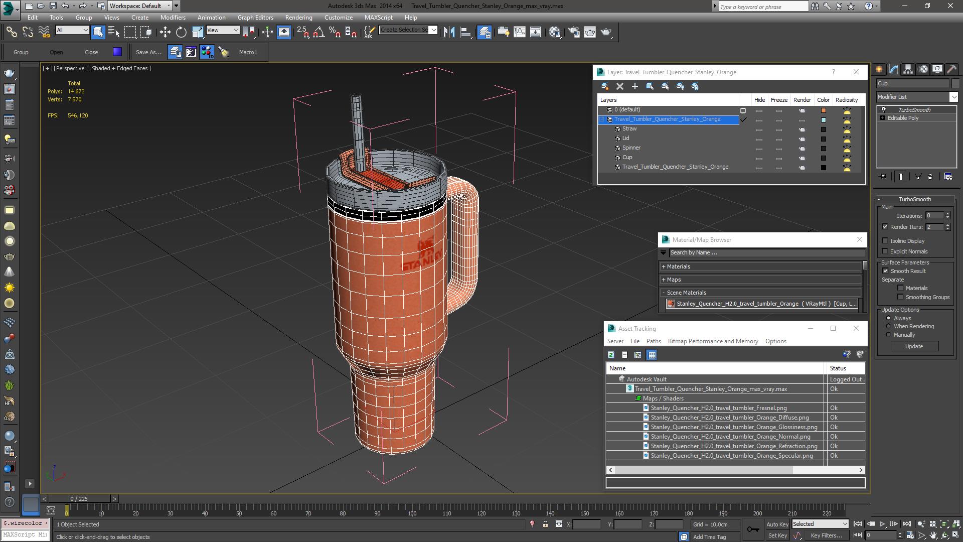 3D Travel Tumbler Quencher Stanley Orange model