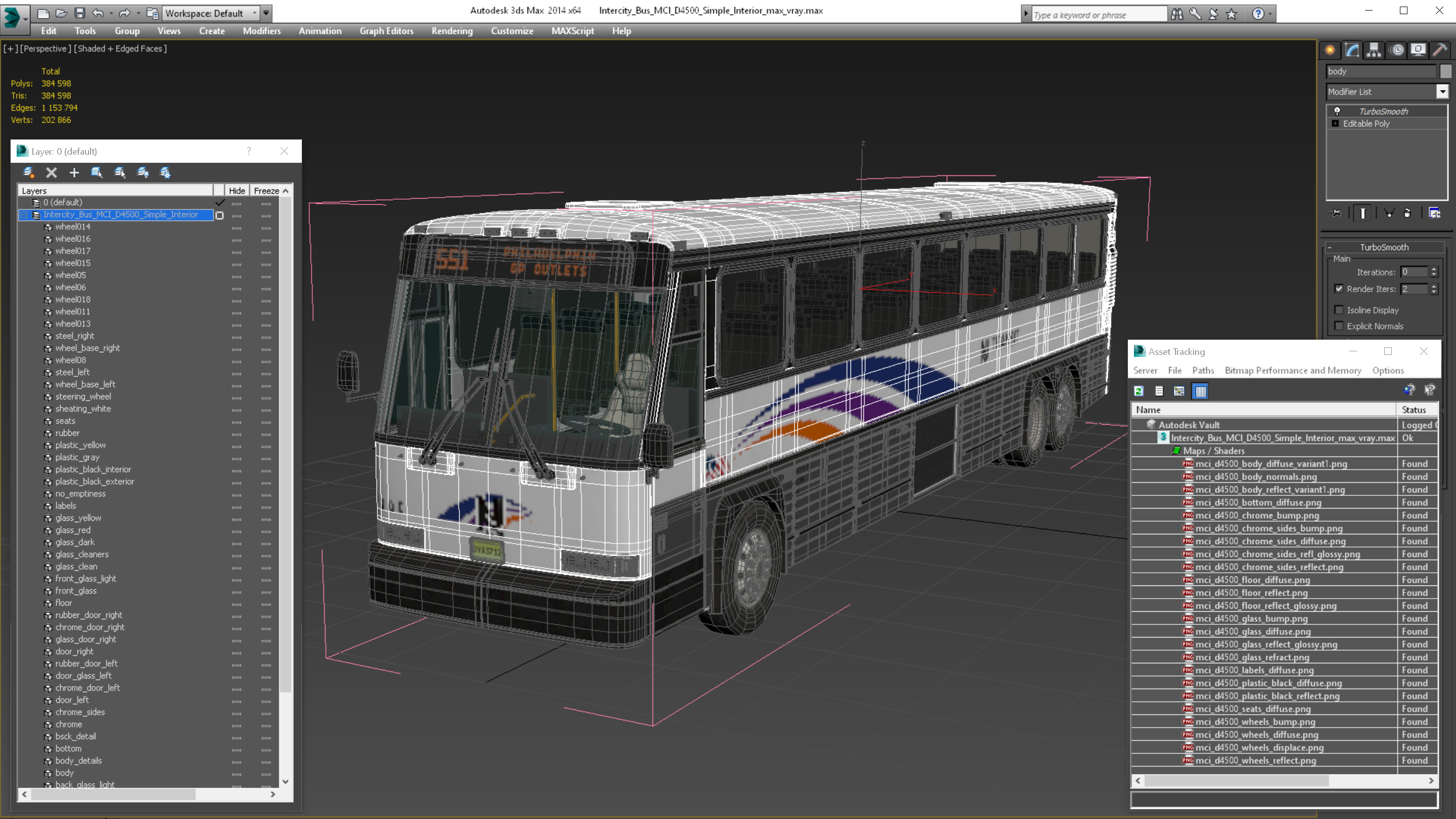 Intercity Bus MCI D4500 Simple Interior 3D model