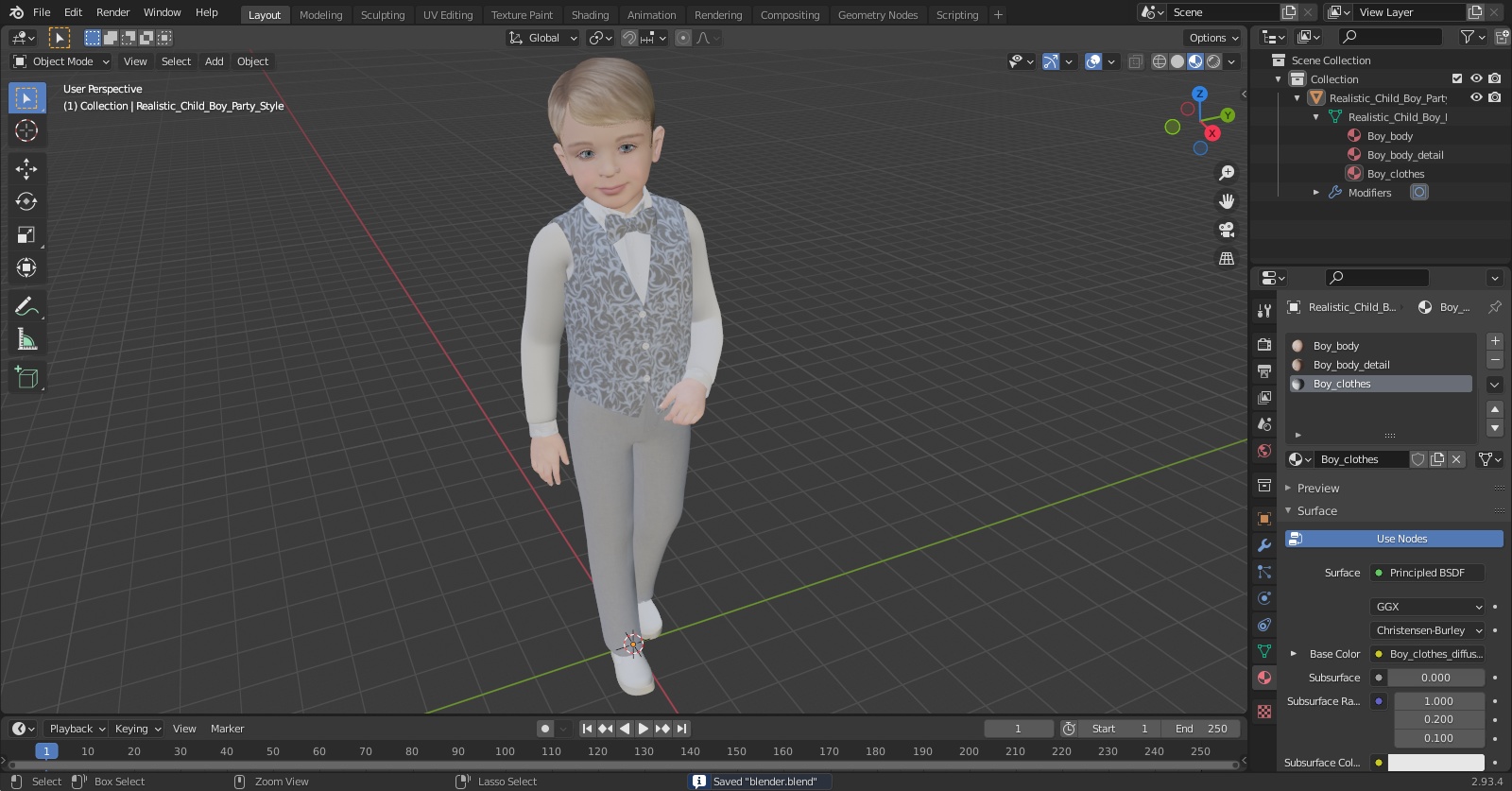 3D Realistic Child Boy Party Style