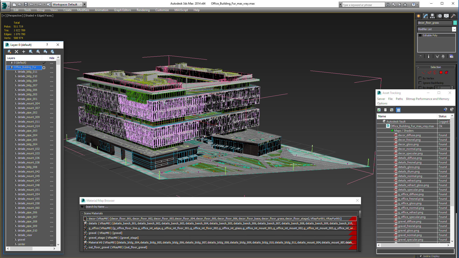 Office Building Fur 3D model