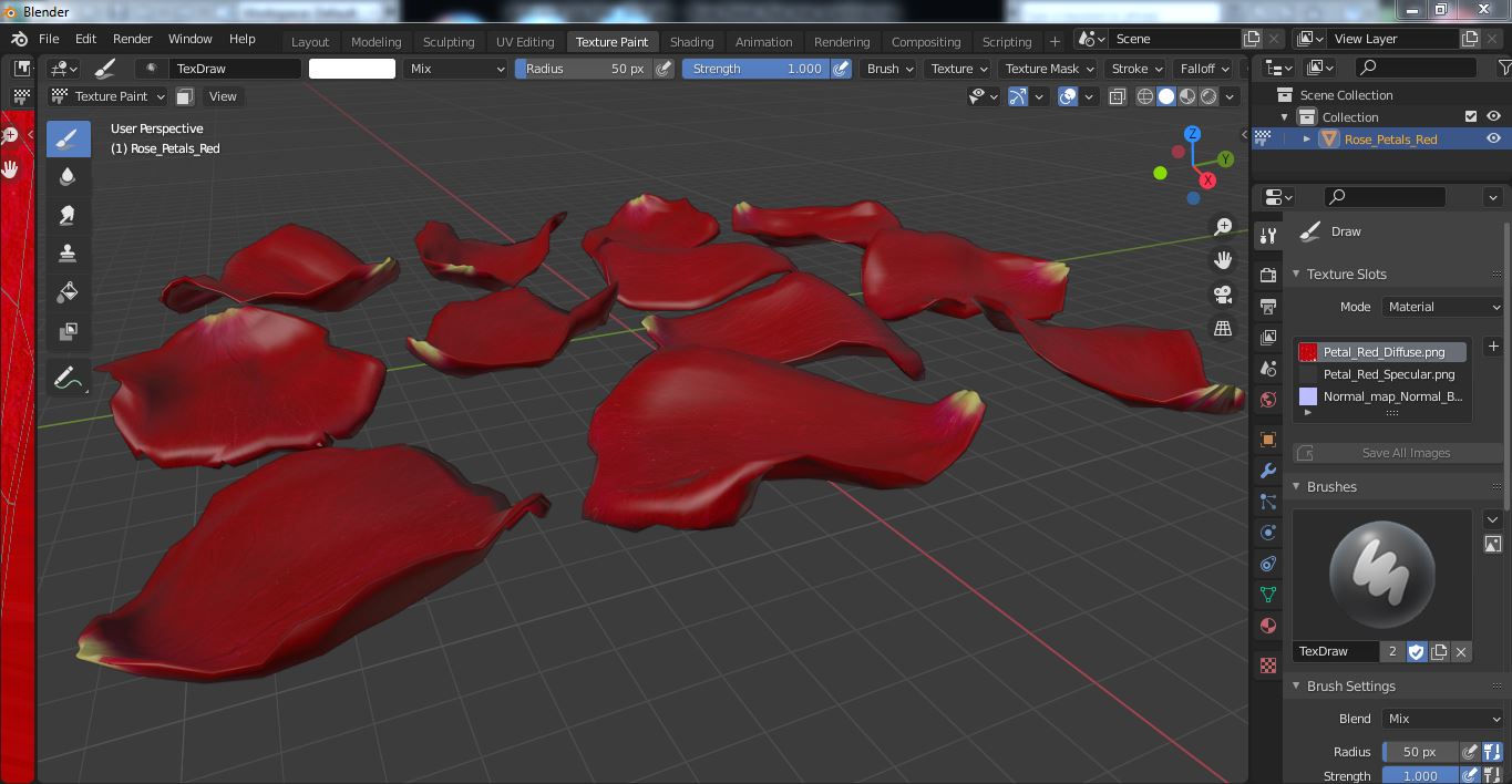 3D model Rose Petals Red