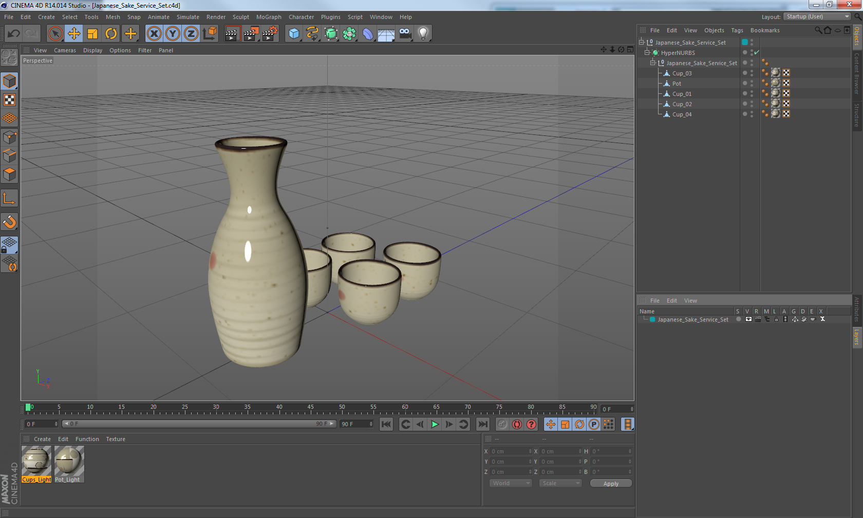 3D model Japanese Sake Service Set