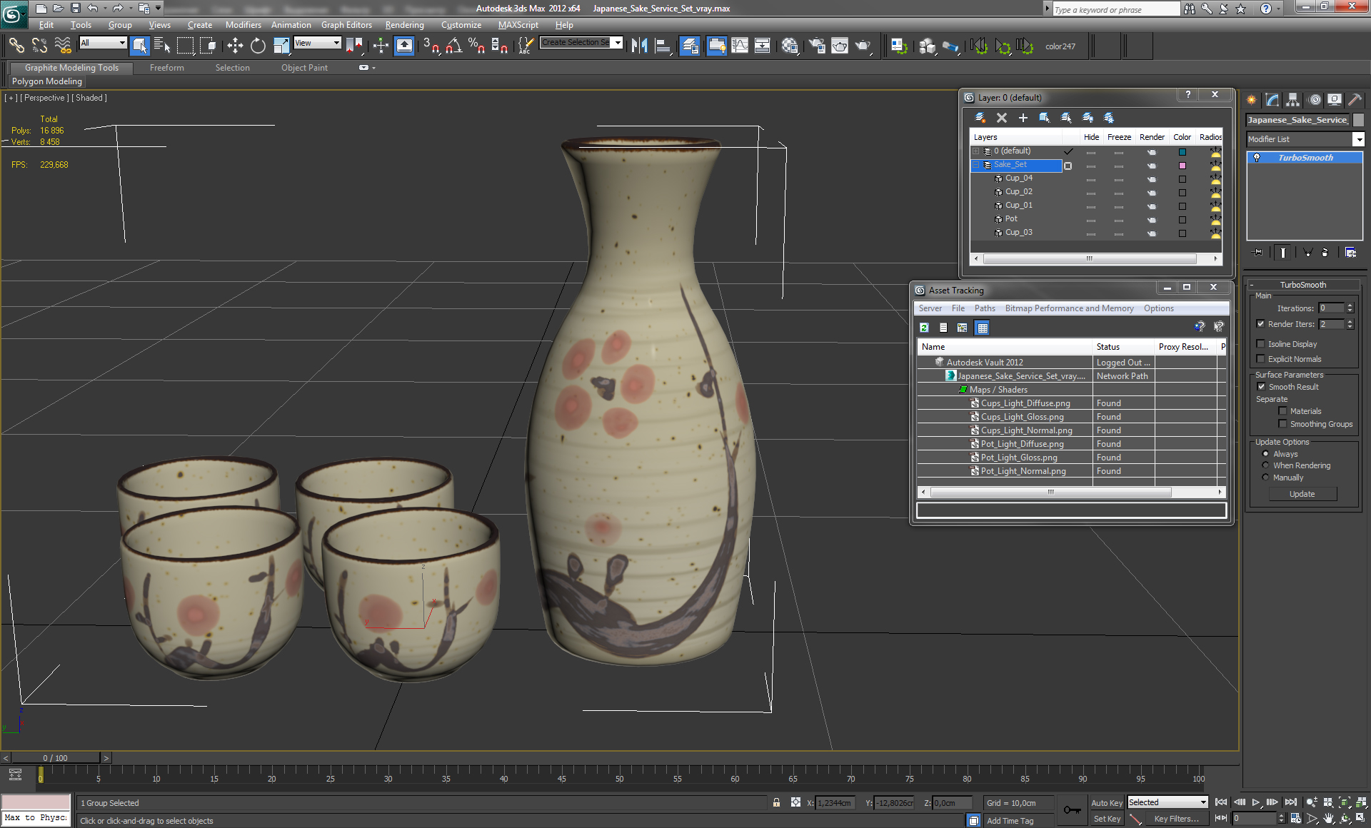 3D model Japanese Sake Service Set
