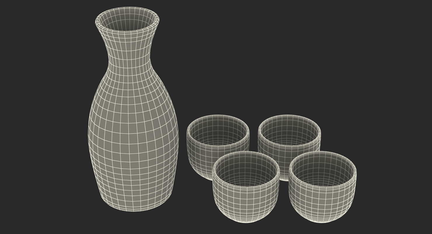 3D model Japanese Sake Service Set