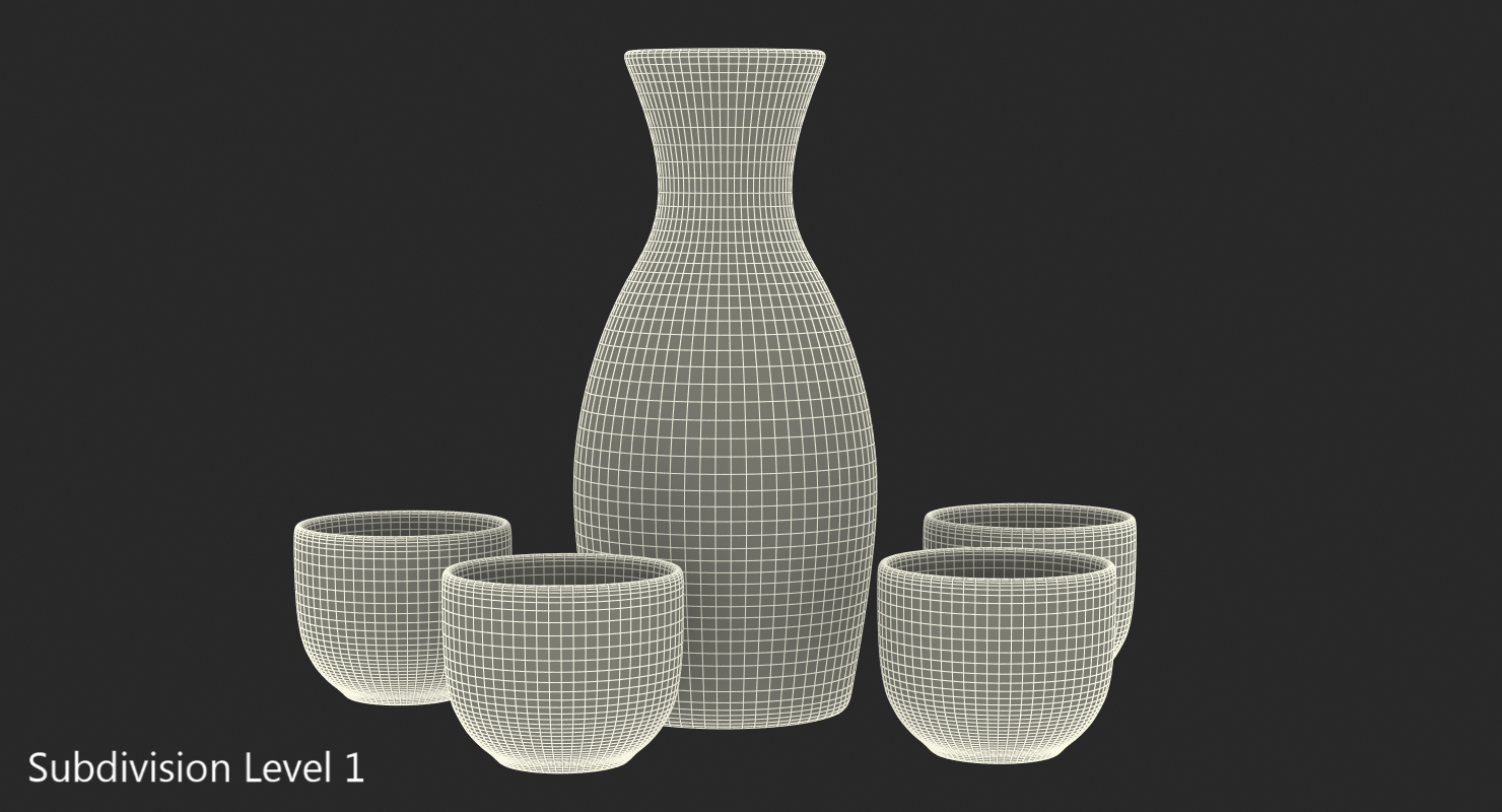 3D model Japanese Sake Service Set