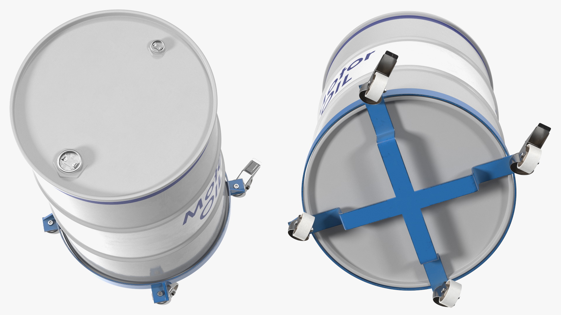 3D Heavy Duty Drum Dolly with Motor Oil Barrel model