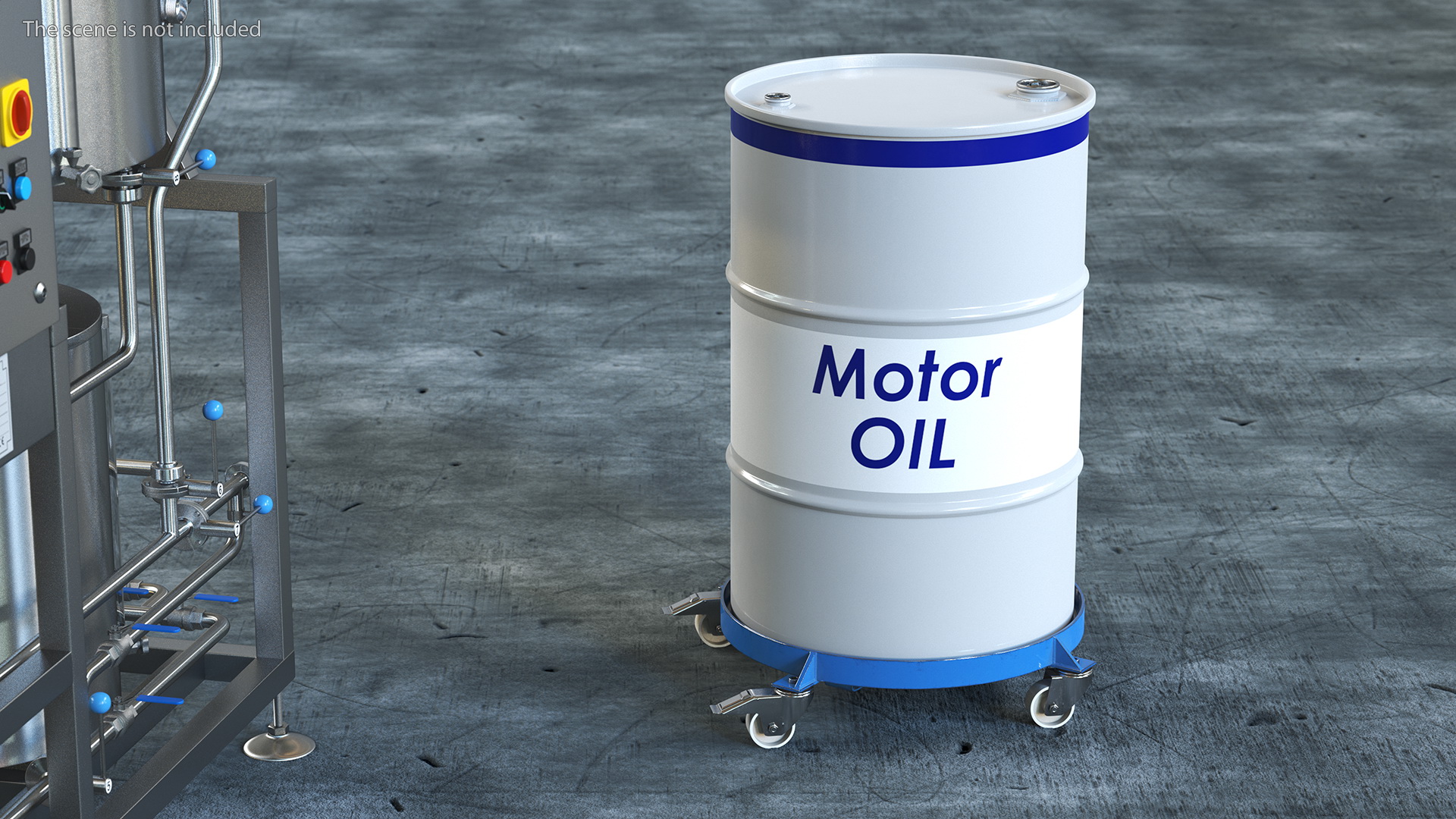 3D Heavy Duty Drum Dolly with Motor Oil Barrel model