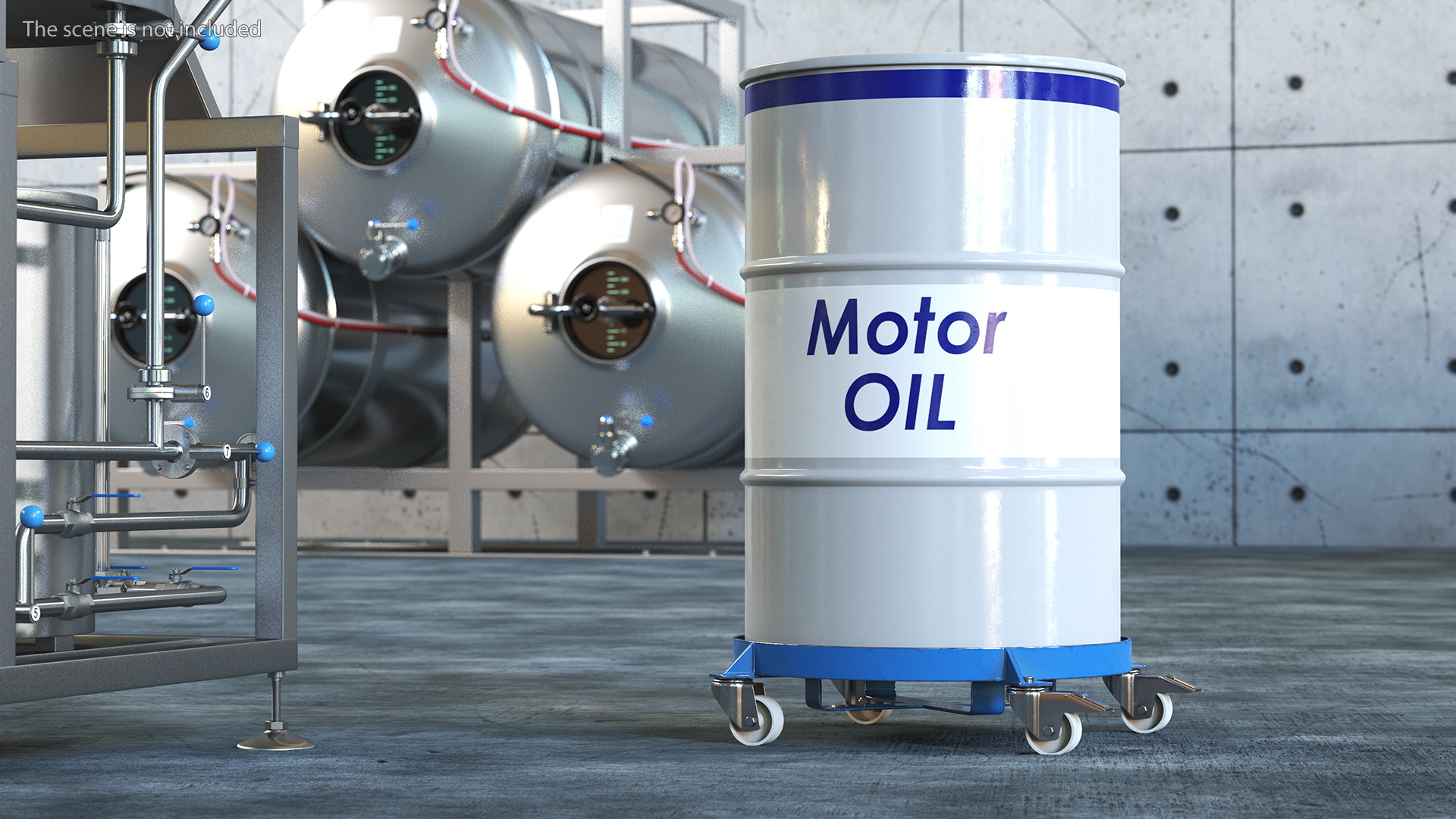 3D Heavy Duty Drum Dolly with Motor Oil Barrel model