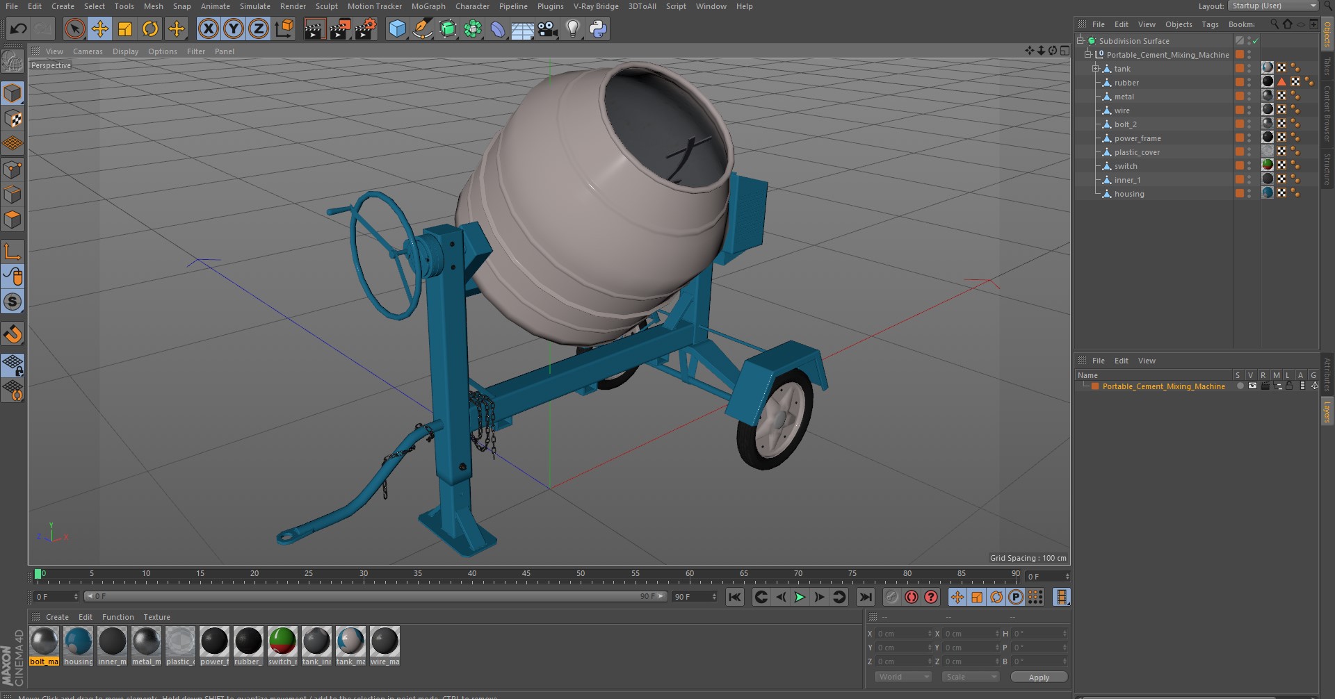 3D model Portable Cement Mixing Machine