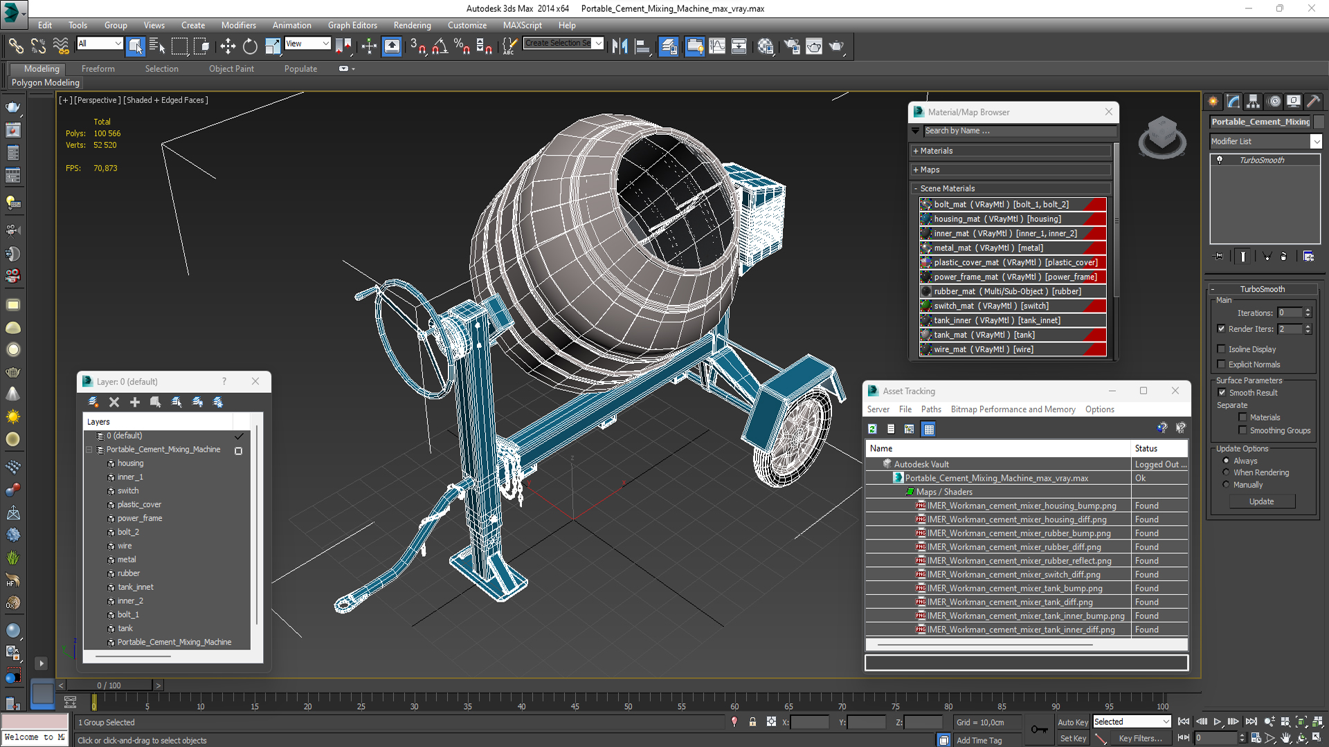 3D model Portable Cement Mixing Machine